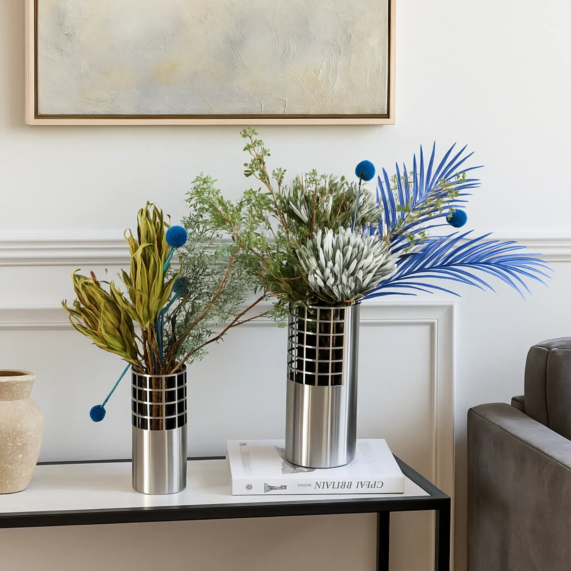 Edelstahlvase - Urban-Loft - Trockenblumenvase Metallic Loft