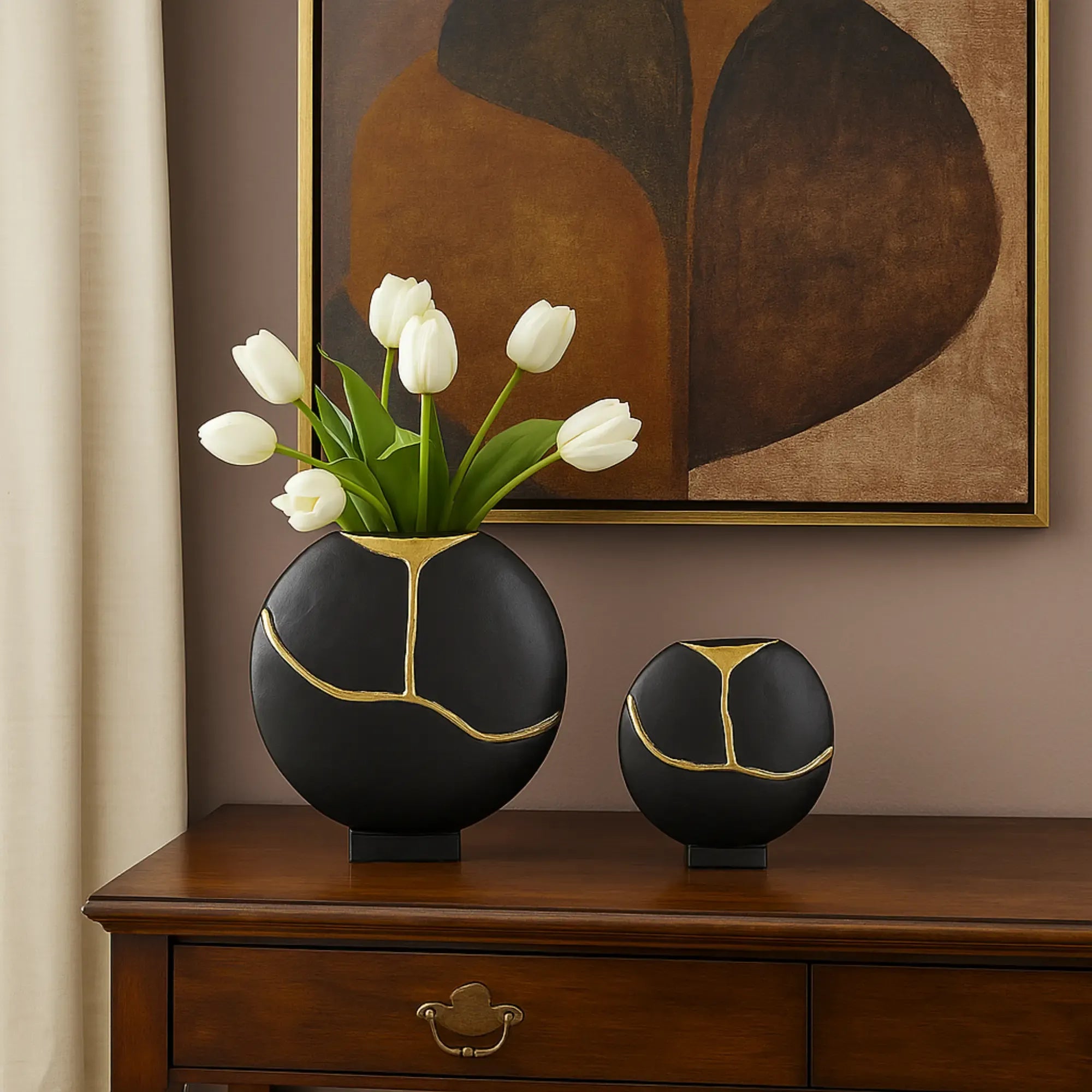 Kintsugi-Vase - Ovale-Flache - Designer Dekovase Bosfor Groß