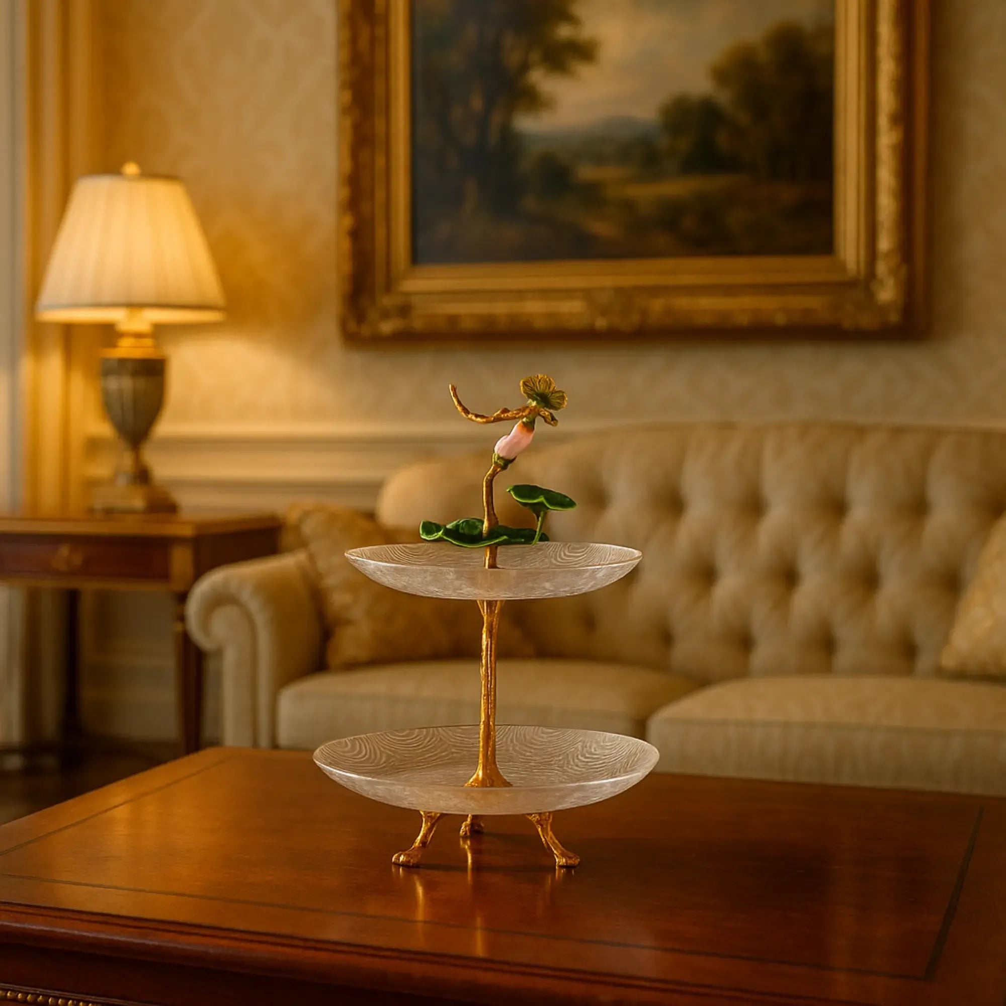 Dessertetagere - zweistufig Glas - Glasetagere klassische Etagere Libelle