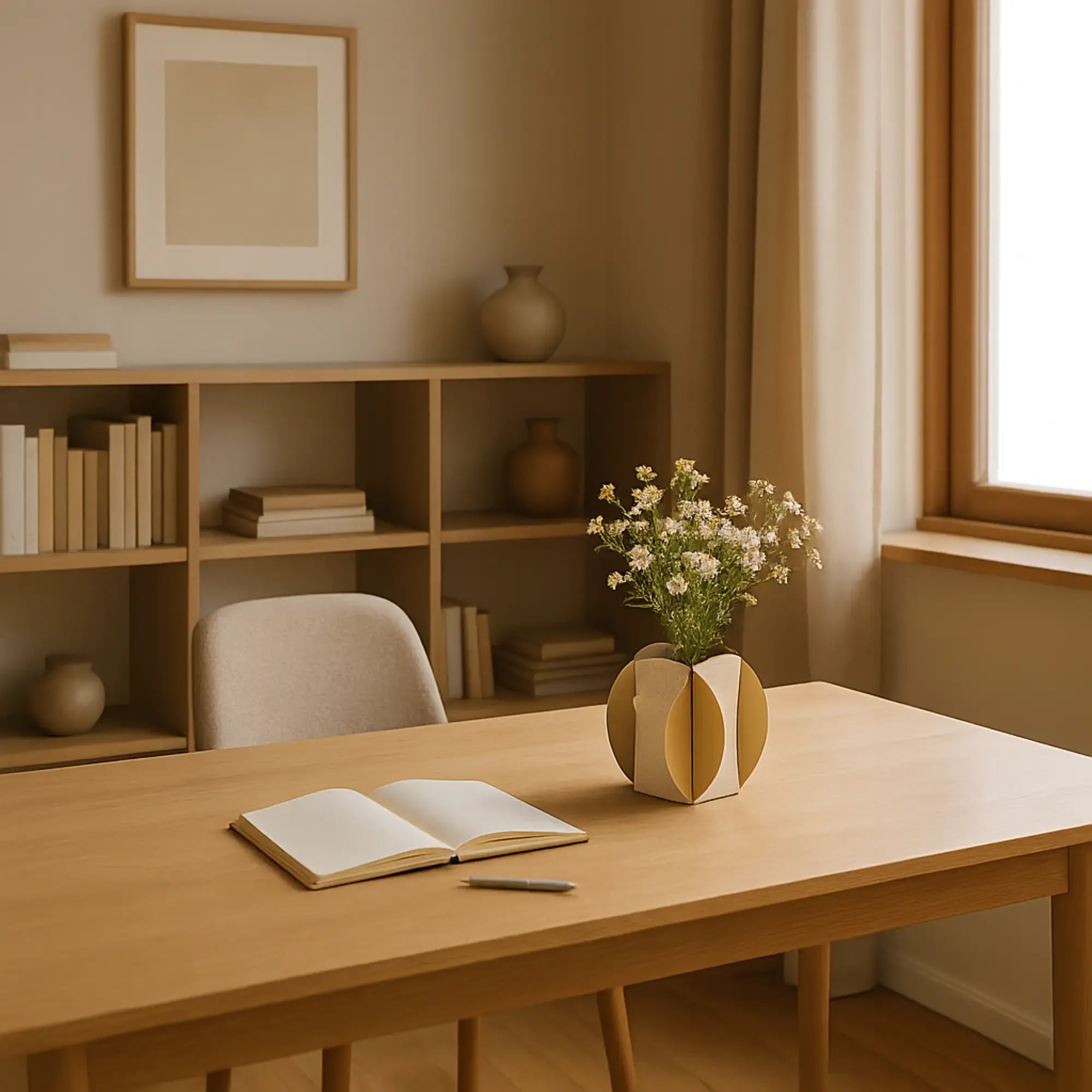 Designervase - aus Leder - Tischvase mit Aufbewahrung Dekovase Vesu