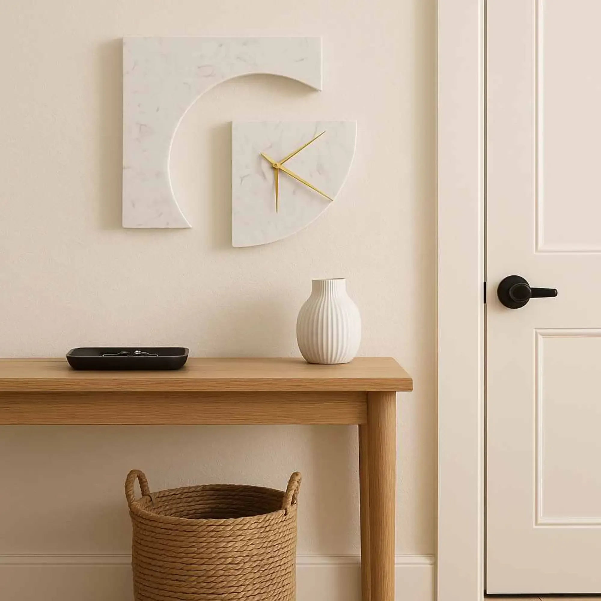 Wanduhr - zweiteilig aus Marmor Modernes Wanddeko - Goldzeiger Dekouhr Marble Time