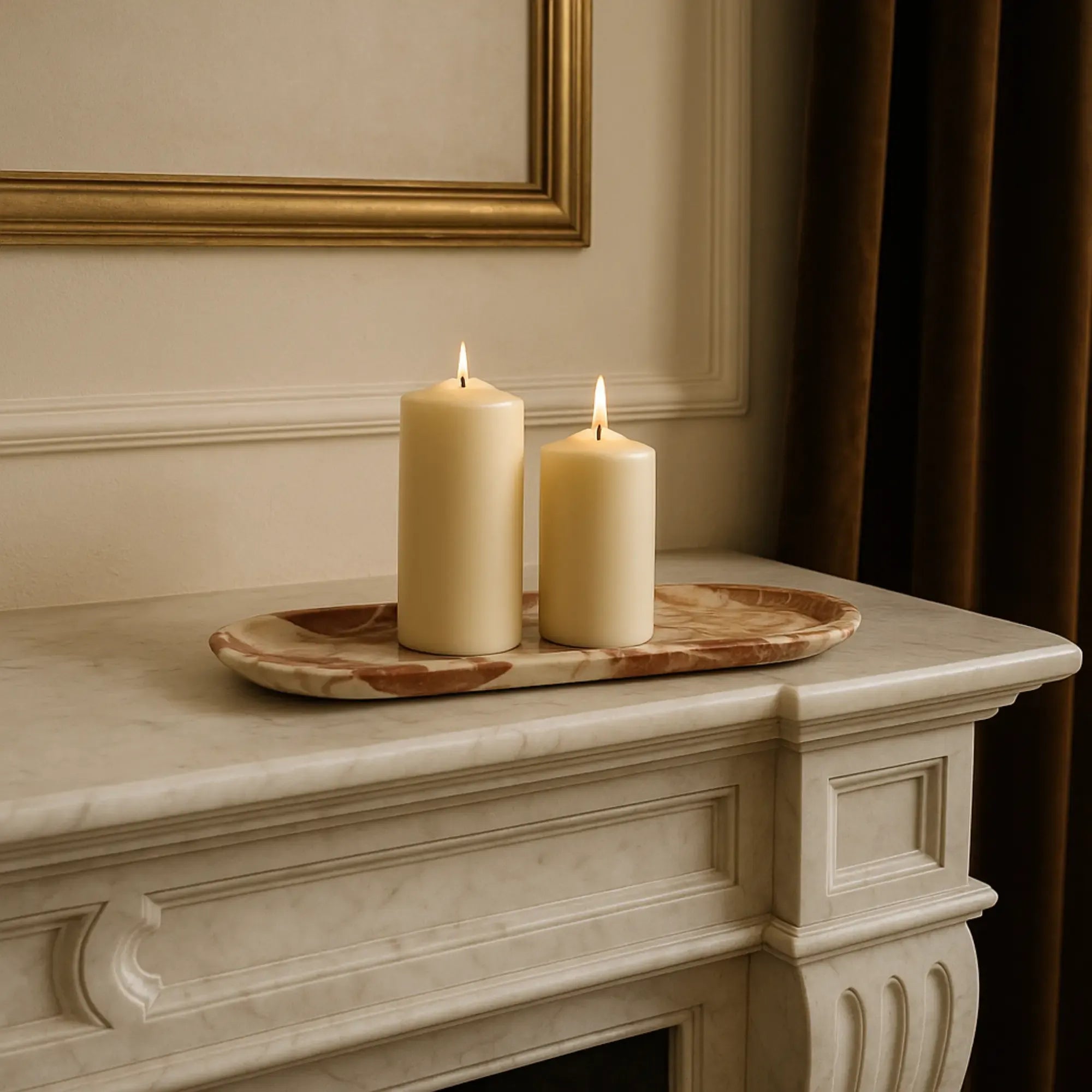 Tablett - aus Marmor - Serviertablett Dekotablett Nero Rot