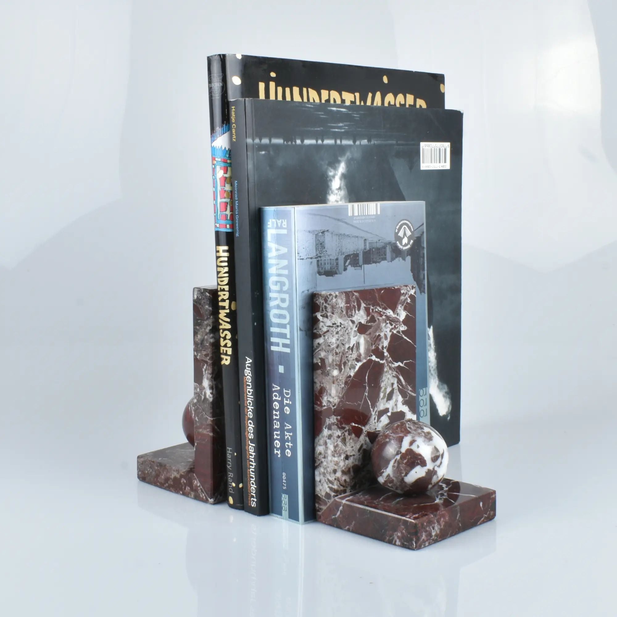 Buchstütze - aus kirschroten Marmor - Buchhalter mit Marmorkugel Naturstein Stütze Rosso Default Title
