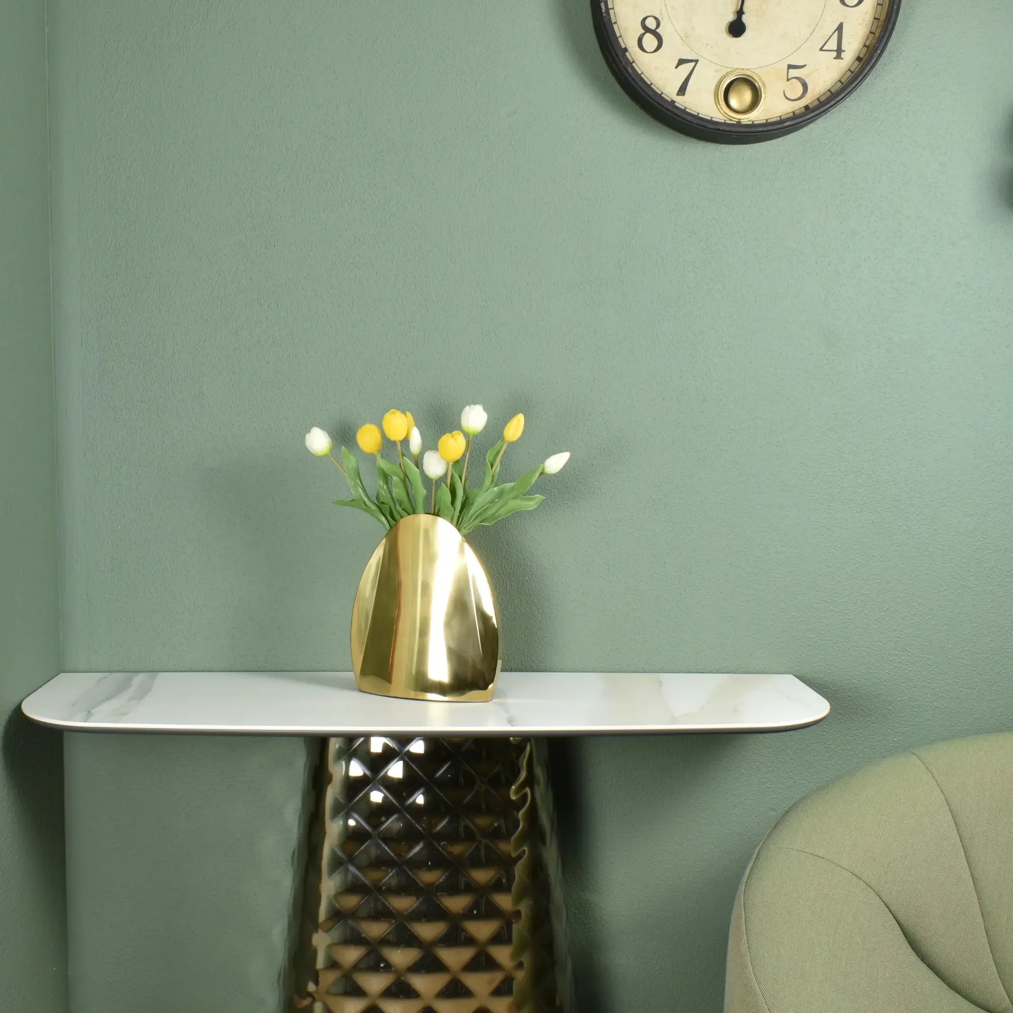 Edelstahlvase - goldglänzend - Tischvase oval edle Dekorationvase Calcolo