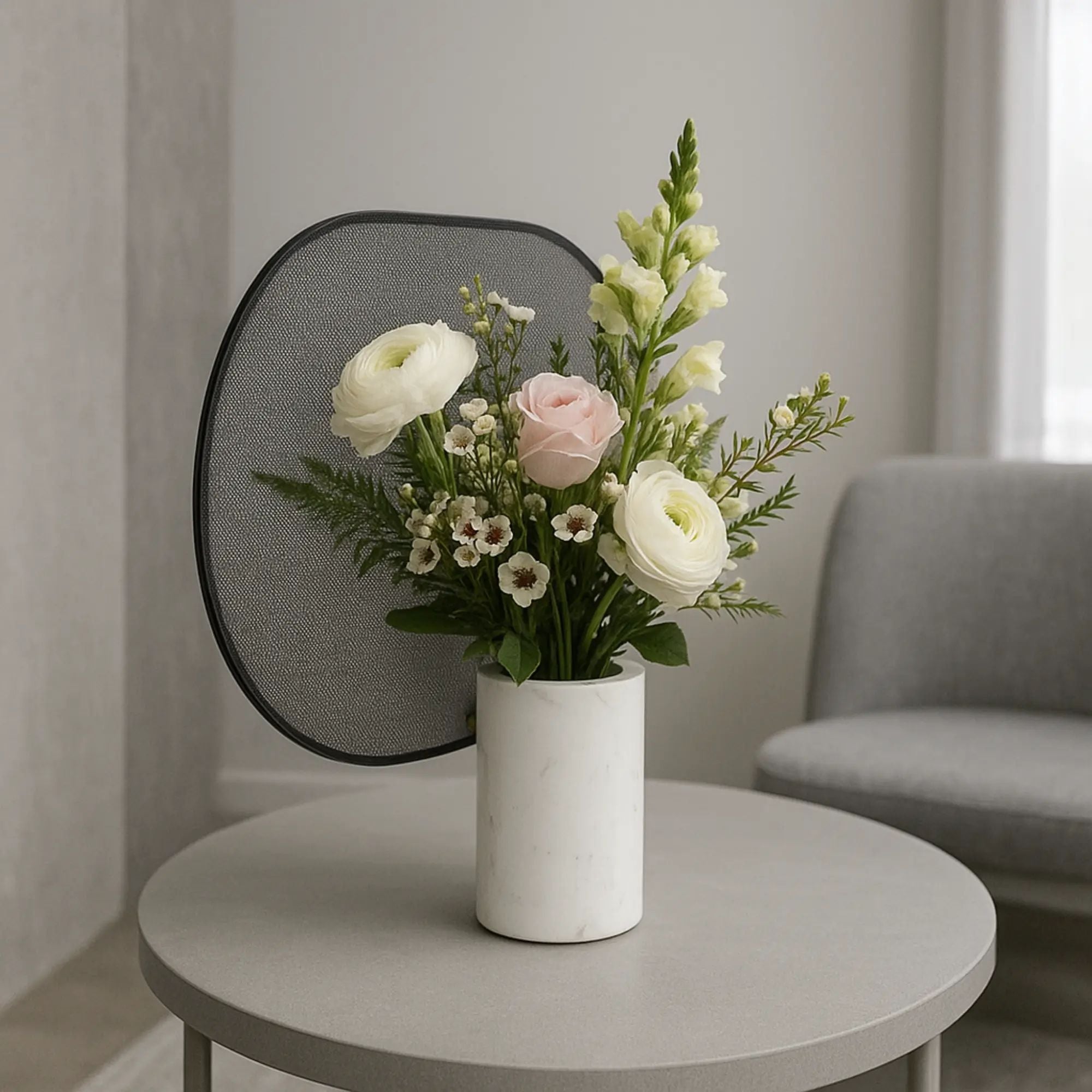 Marmorvase - rund mit Alu - Exclusive Designervase Deko Tischvase Marble Eclipse Default Title