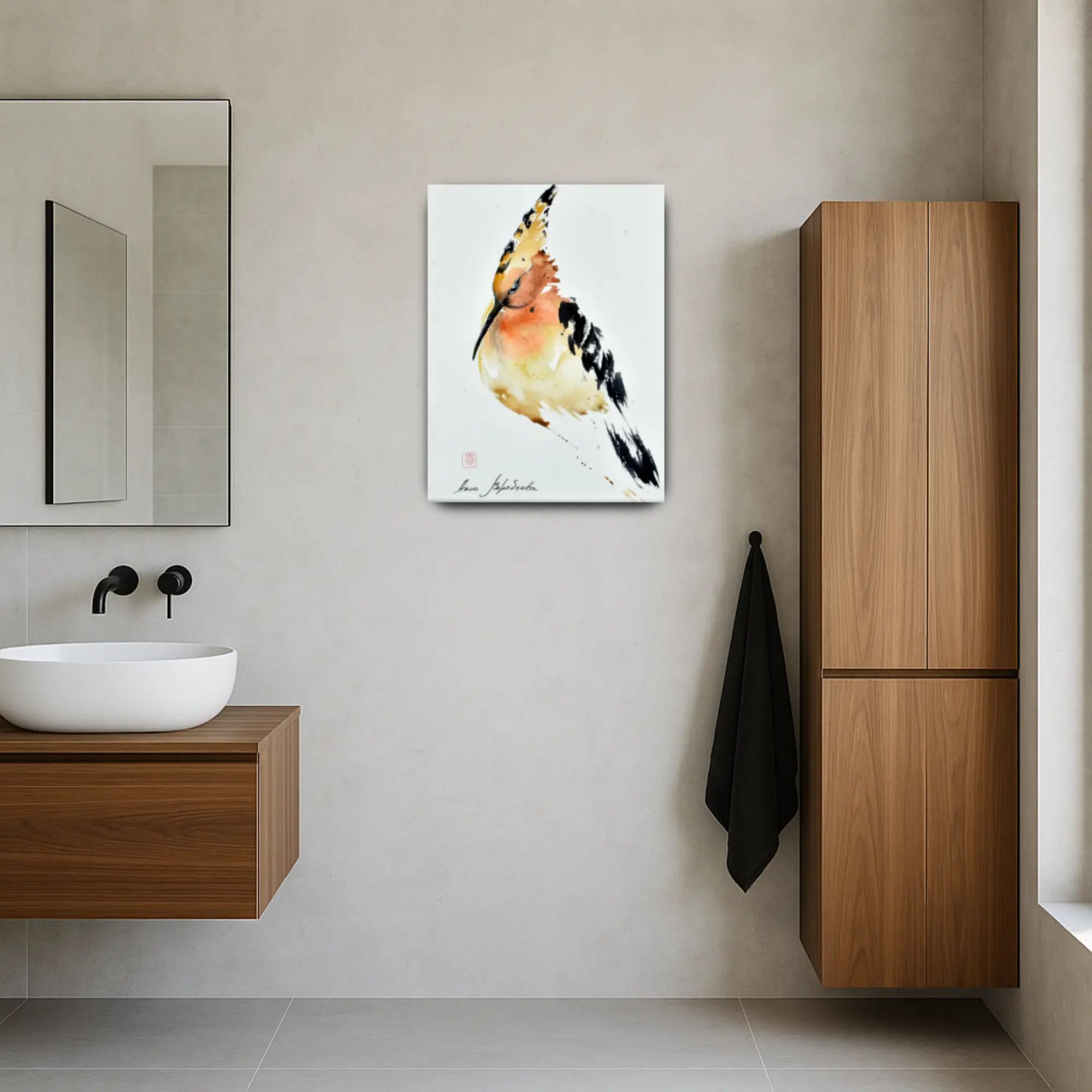 Großes Aquarellbild - Aquarellbild Edle Wandkunst Psittacus Émotion 58X72cm