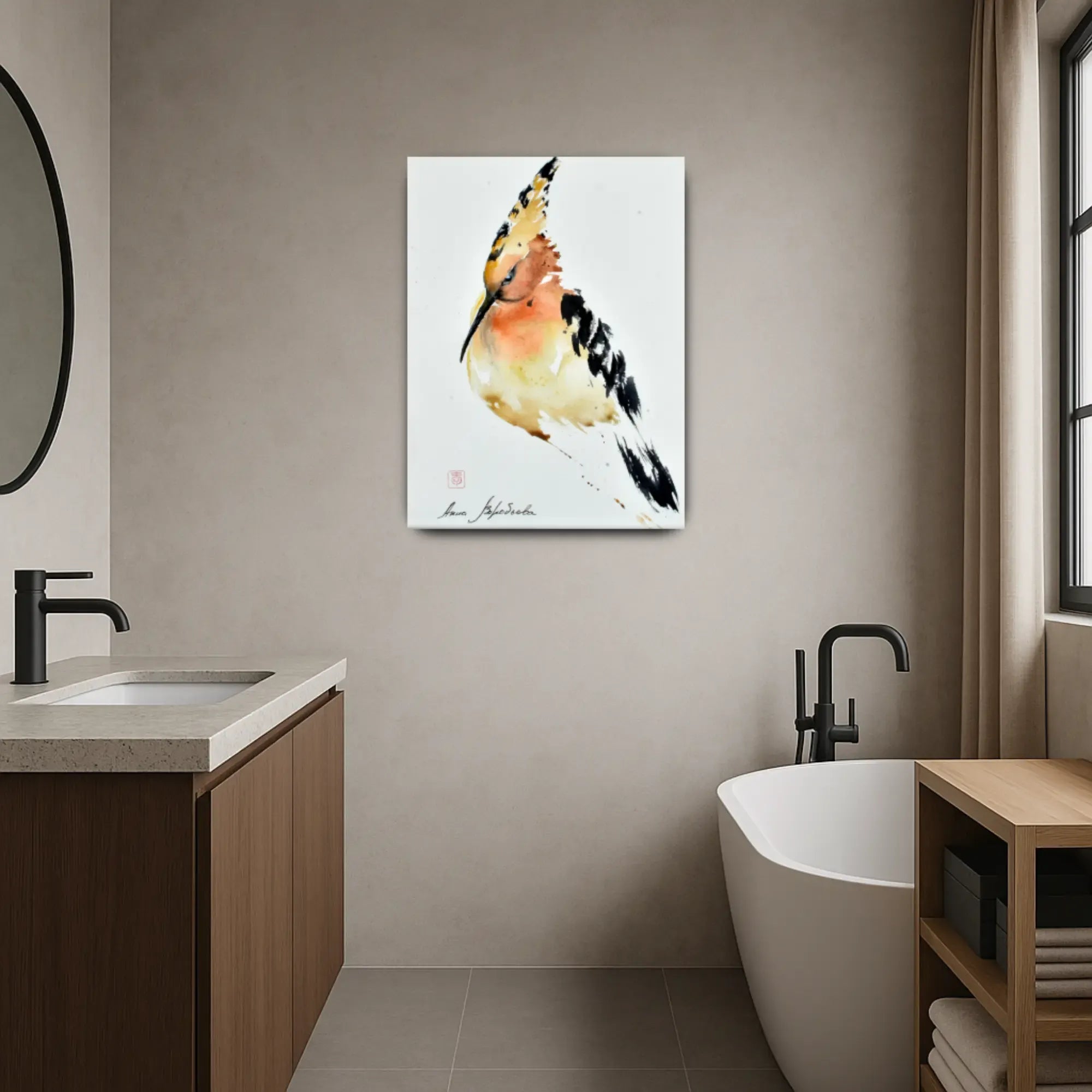 Großes Aquarellbild - Aquarellbild Edle Wandkunst Psittacus Émotion