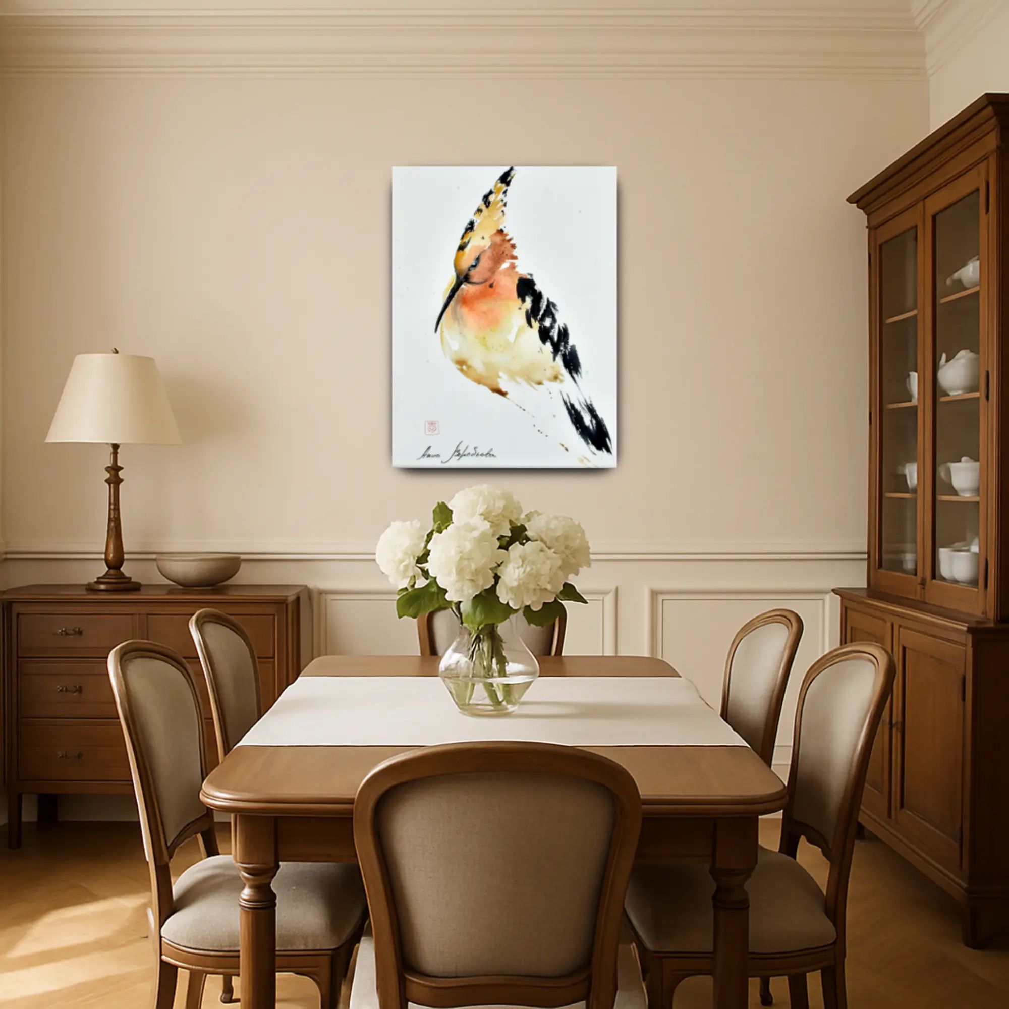 Großes Aquarellbild - Aquarellbild Edle Wandkunst Psittacus Émotion 72,5X95,5cm