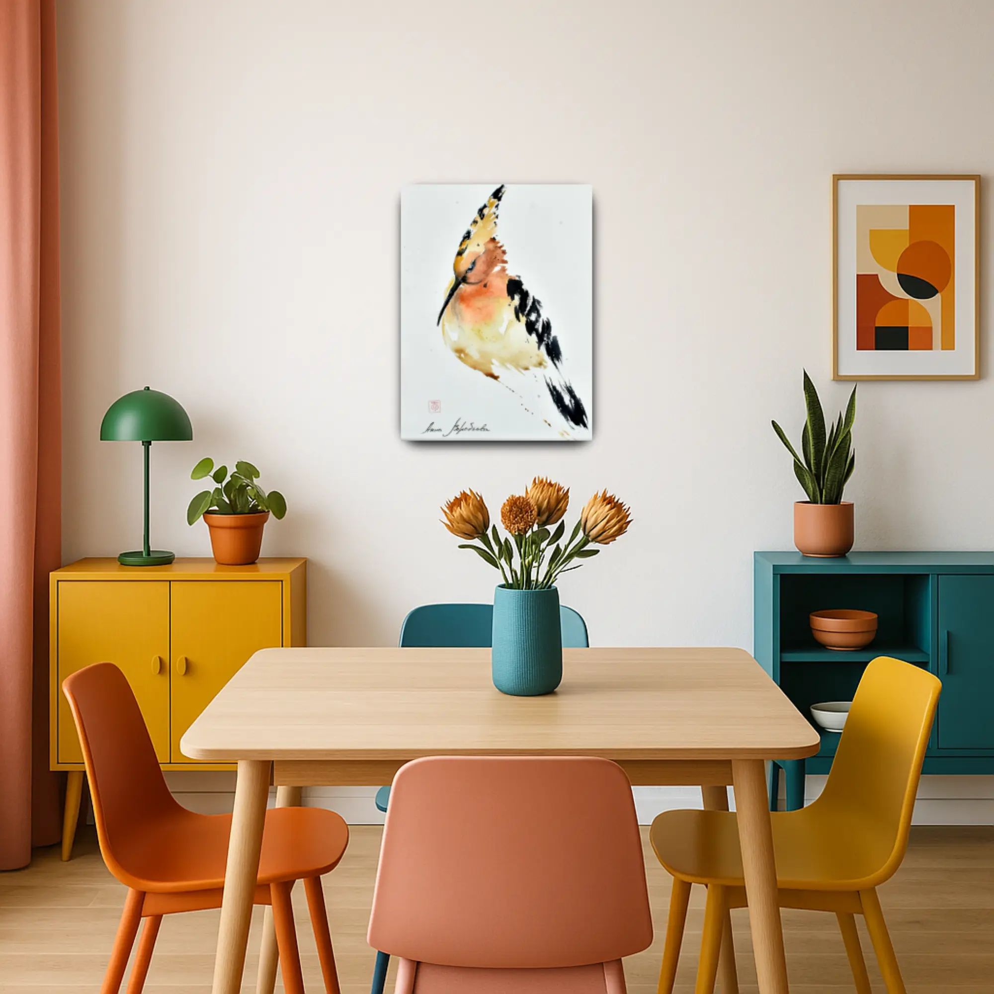 Großes Aquarellbild - Aquarellbild Edle Wandkunst Psittacus Émotion 58X72cm