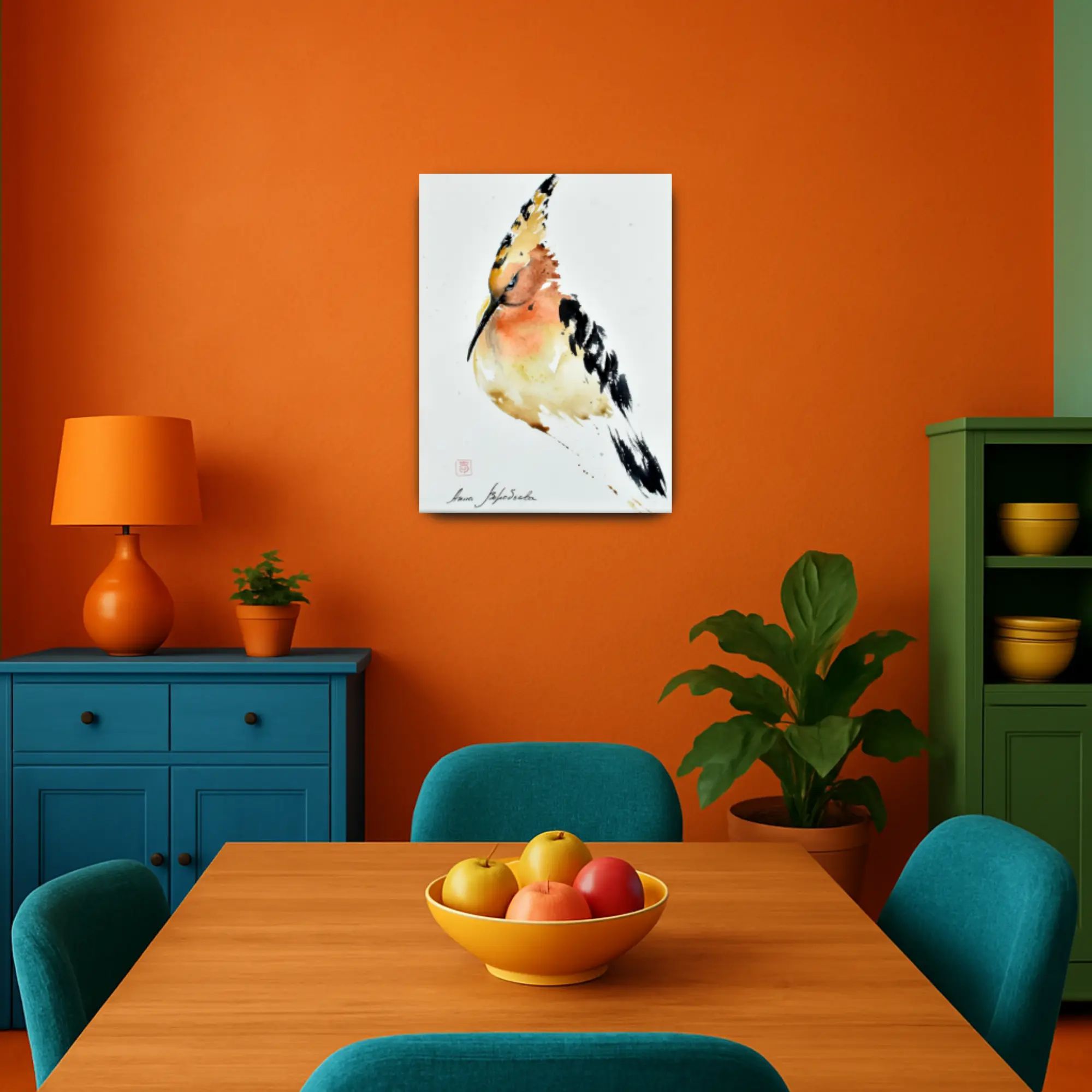 Großes Aquarellbild - Aquarellbild Edle Wandkunst Psittacus Émotion 58X72cm