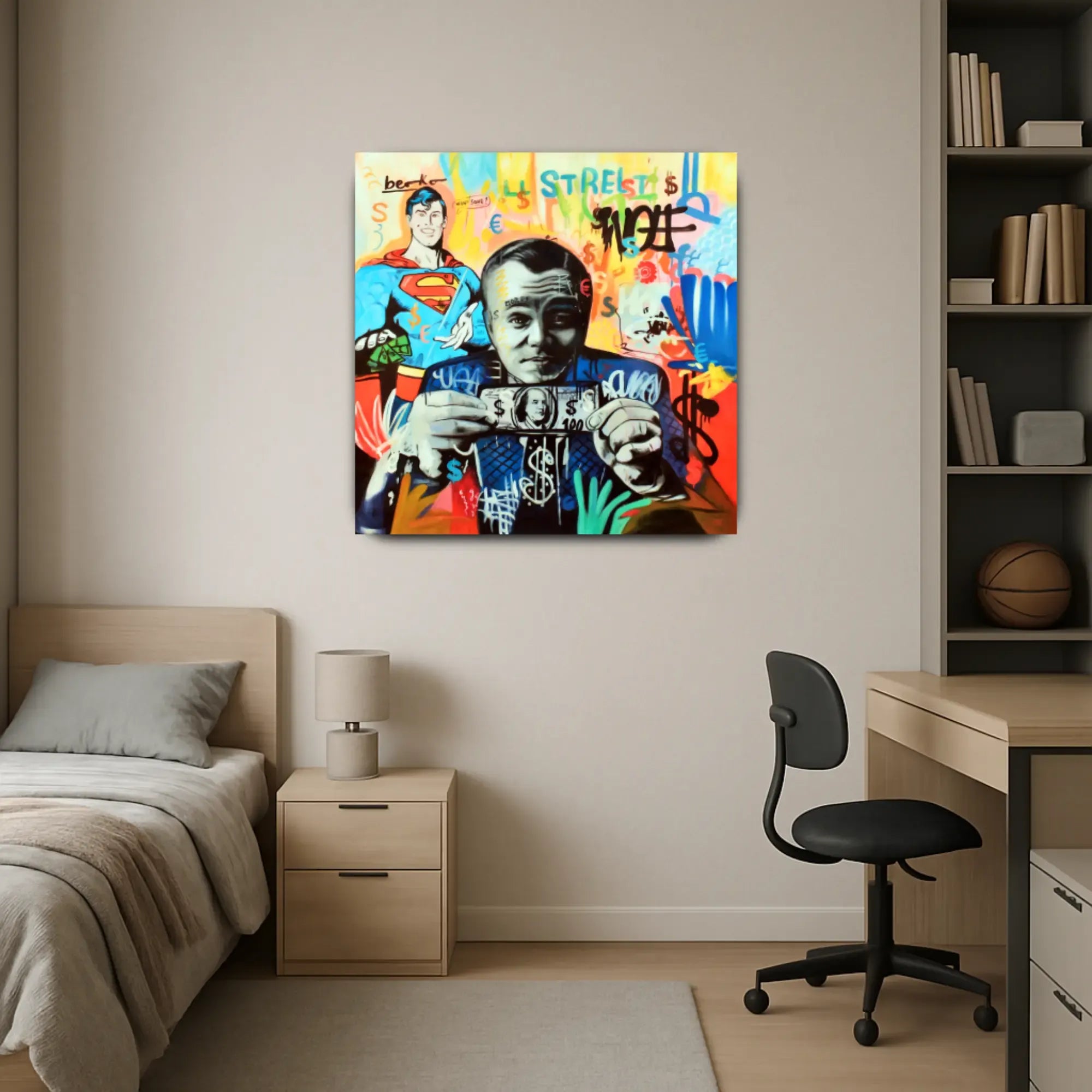 Großes Gemälde - Superman trifft Wall Street