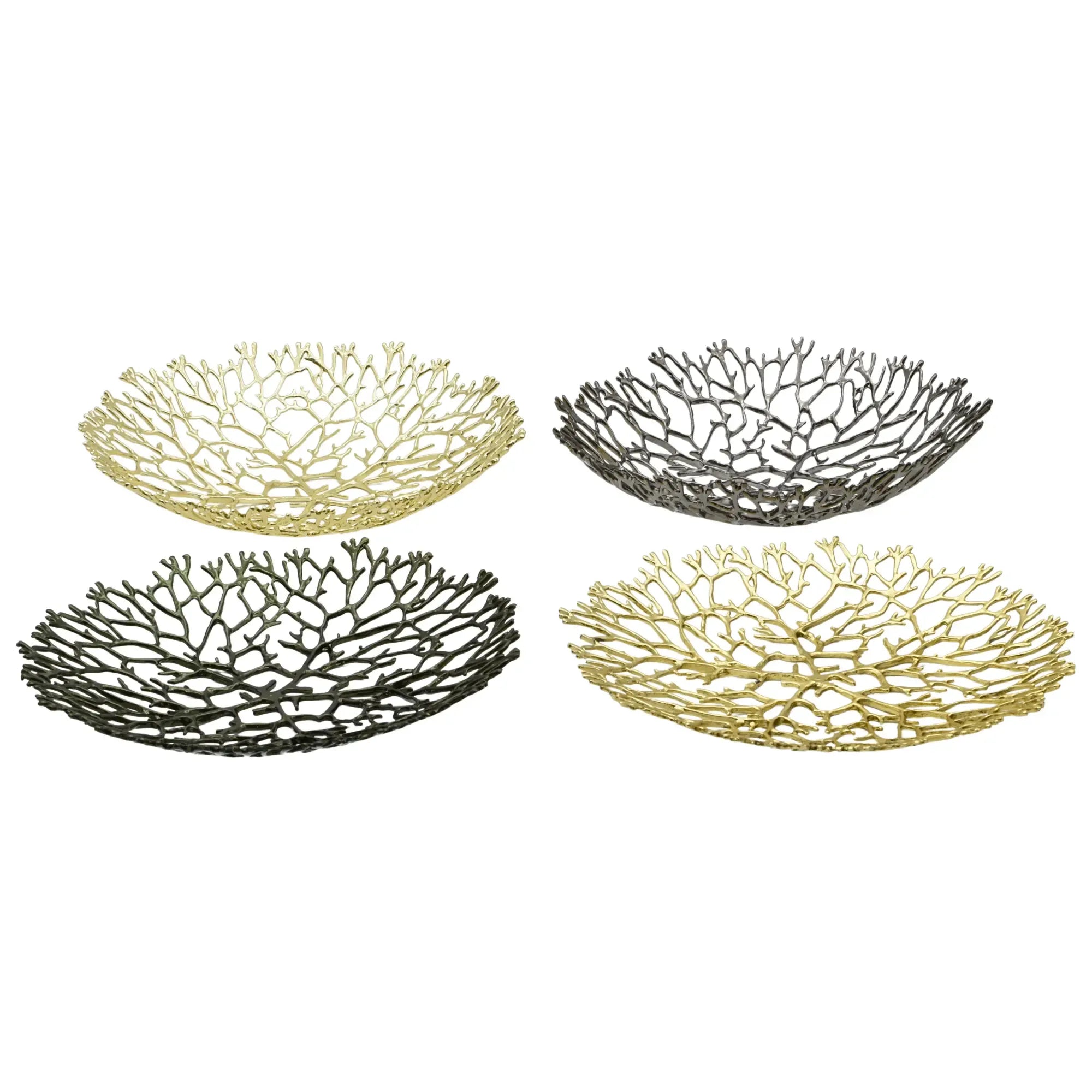 Obstschale - Korallenoptik - Edle Runde-Schale Design-Fruchschale Corallo Bowl Klein Gold