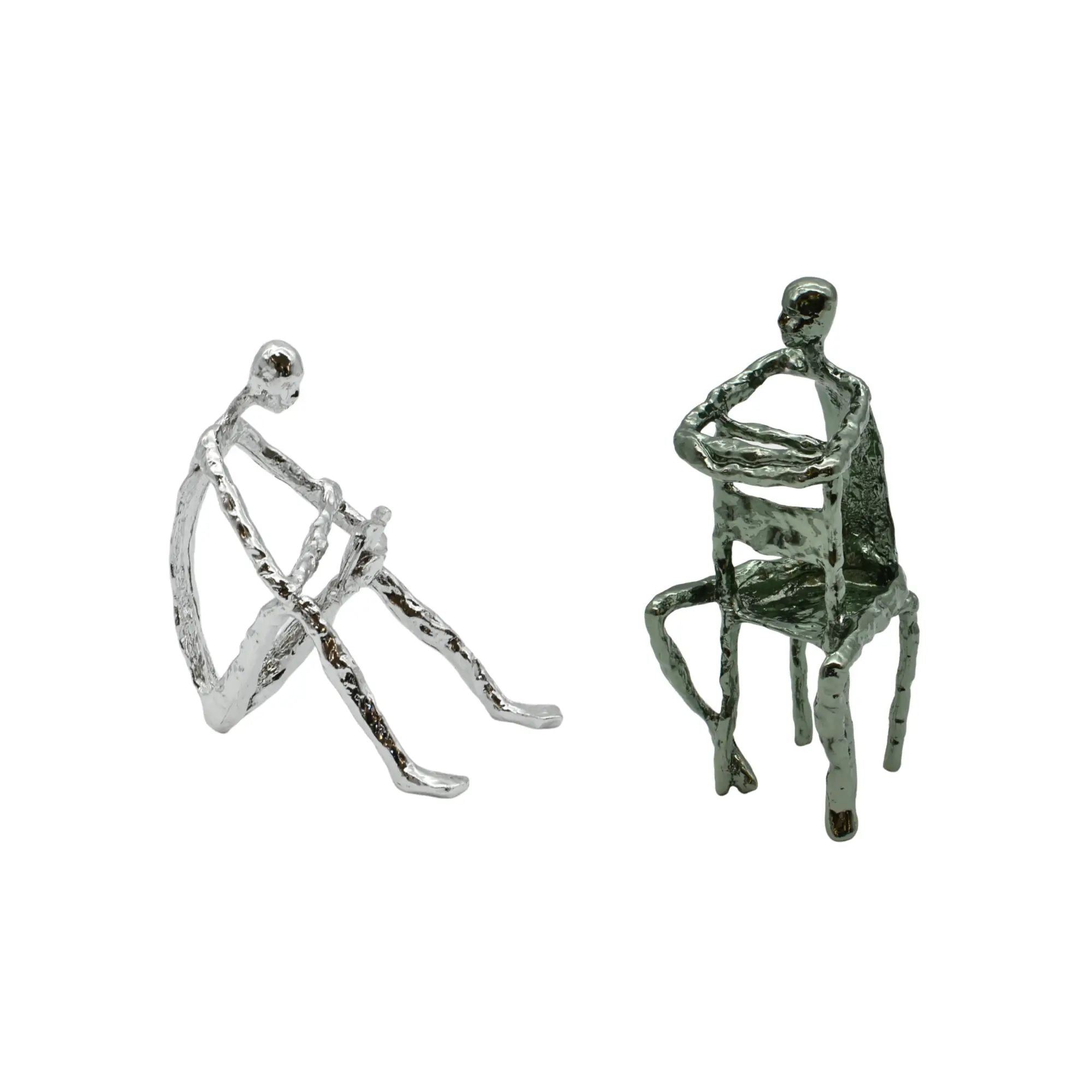 Denkerfigur - Abstrakte Skulptur filigrane Sitzfigur Cogito Nova Silber