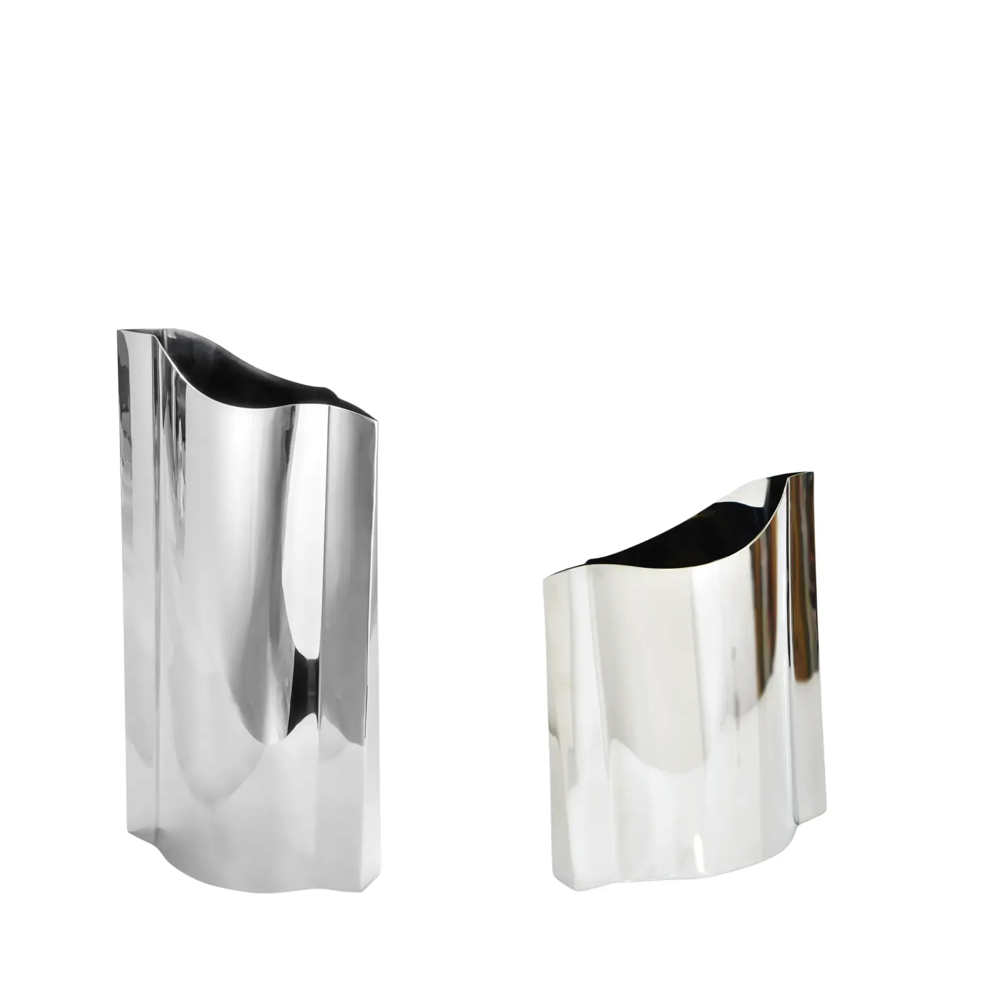 Edelstahlvase - glänzend poliert - Blumenvase Wellenform Mirra Groß