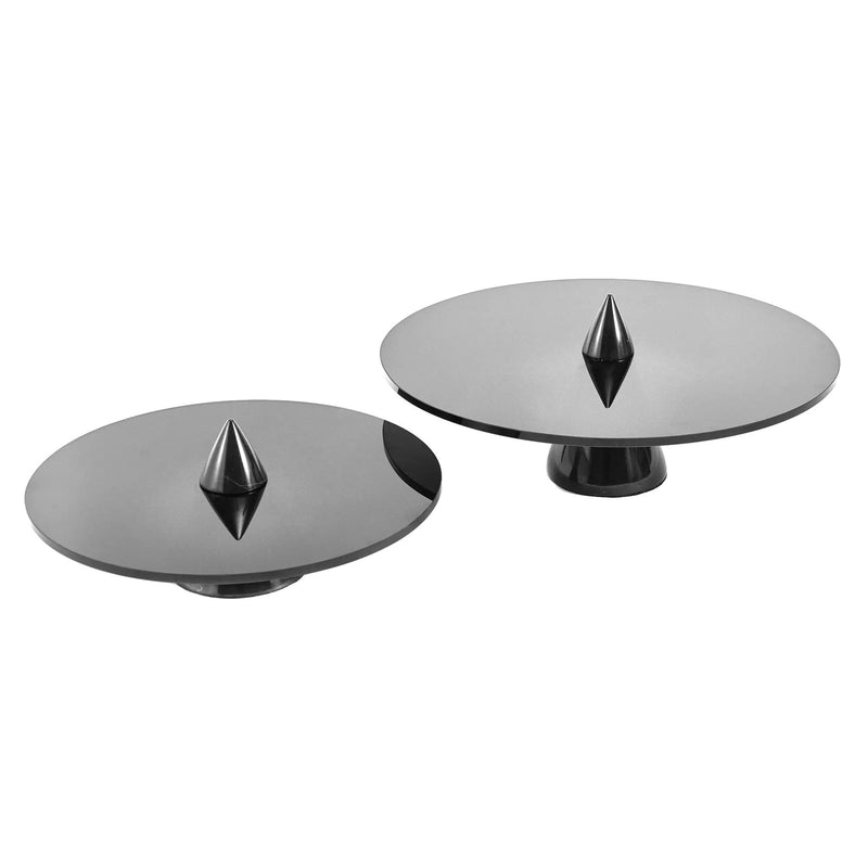 Servierplatte - rund mit Marmorfuß - Rauchglas Tortenplatte Dekoteller Équilibre Noir
