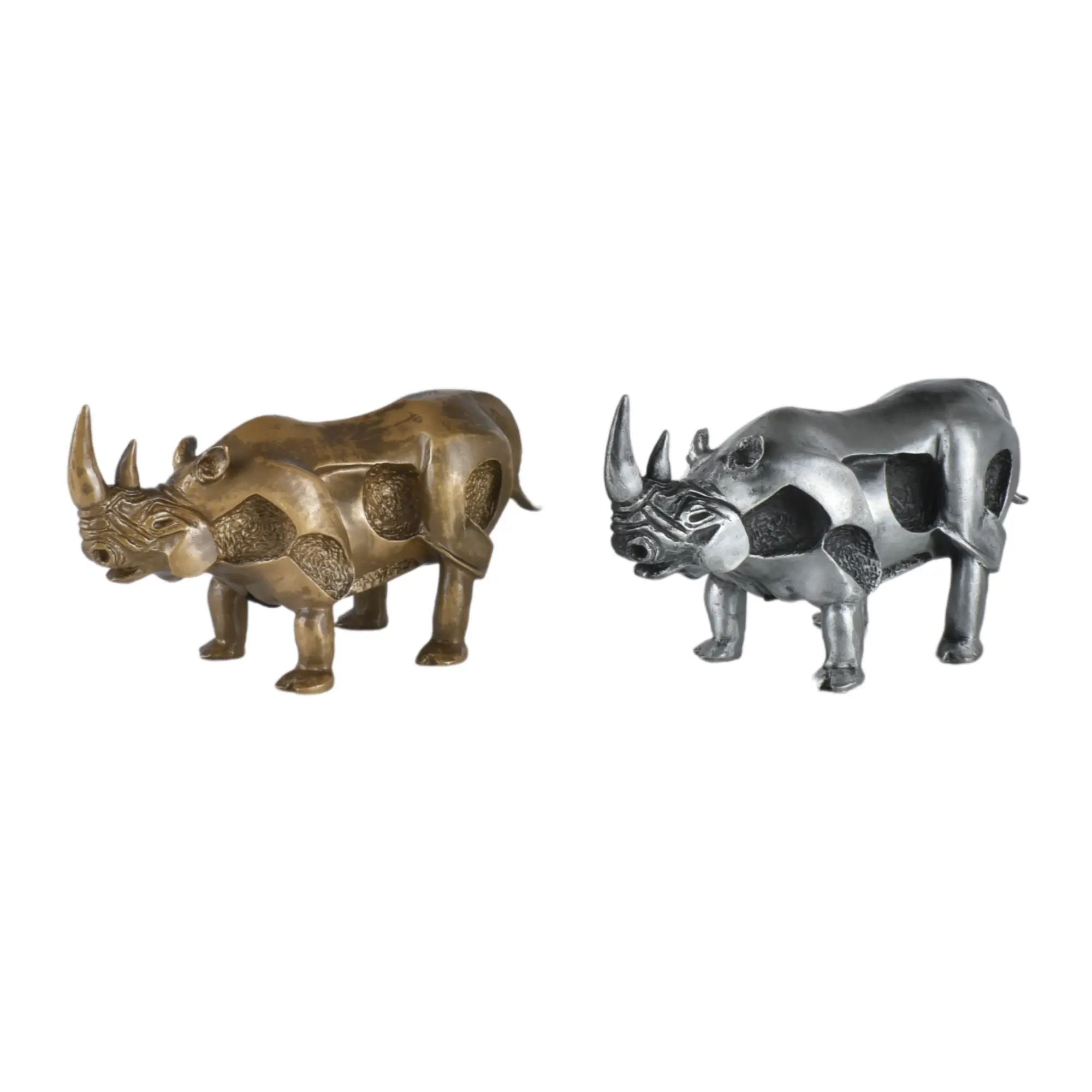 Tierfigur - Nashorn - Edle Deko-Skulptur Design Deko-objekt Brass Guardian Bronze
