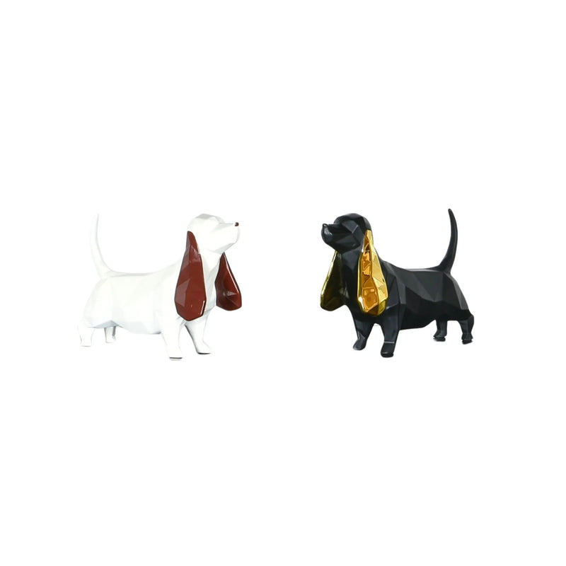 Tierfigur - Dackel - Hundfigur eckig mit Gold oder Roten ohren Teckel