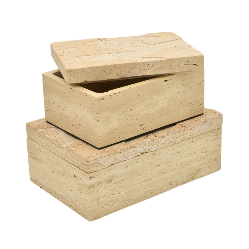 Aufbewahrungsbox - Schmuckdose aus Naturstein - Minimalistische Steinbox Boîte Travertin Épure