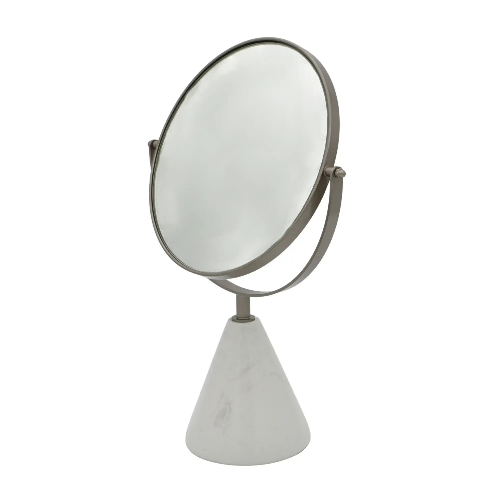 Kosmetikspiegel - drehbar auf Marmorfuß - Edles Schminkspiegel rundes Kosmetikspiegel Reflector Luxe Weiss