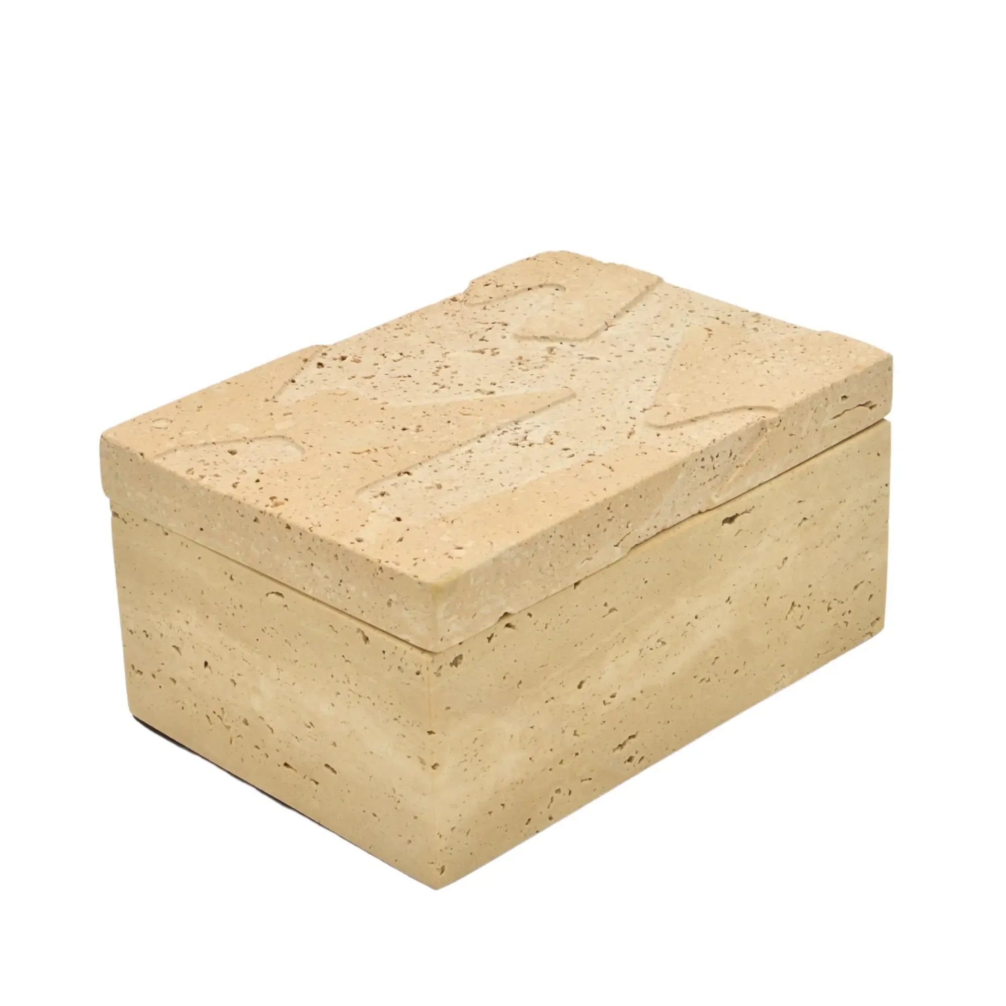 Aufbewahrungsbox - Schmuckdose aus Naturstein - Minimalistische Steinbox Boîte Travertin Épure Klein