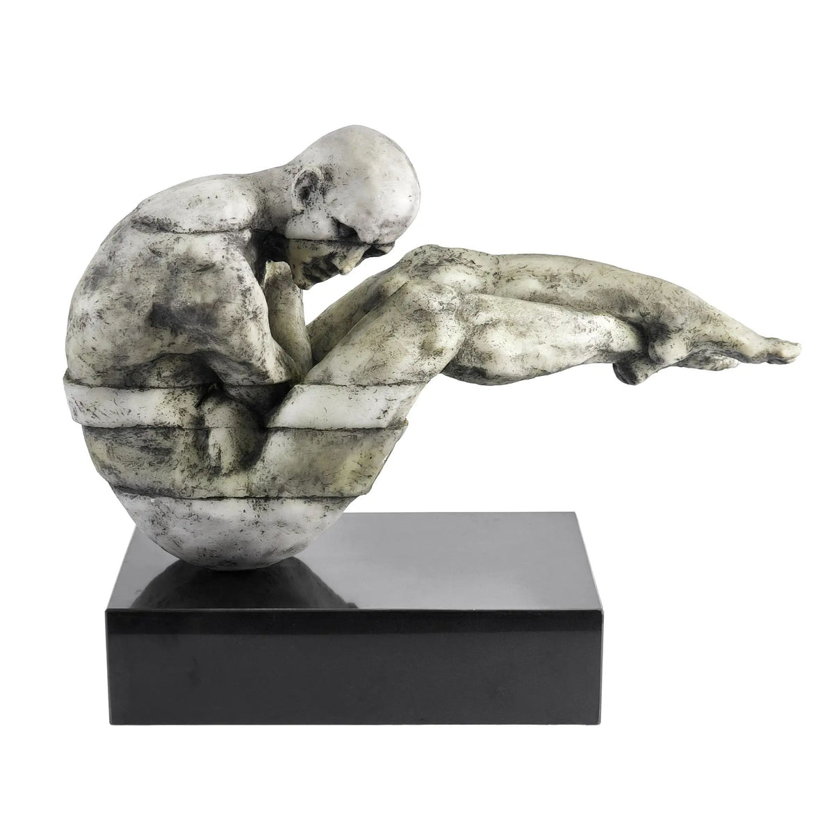 Kunststein-Skulptur - gebeugte Menschenfigur - Kunststein auf Sockel Human Arc