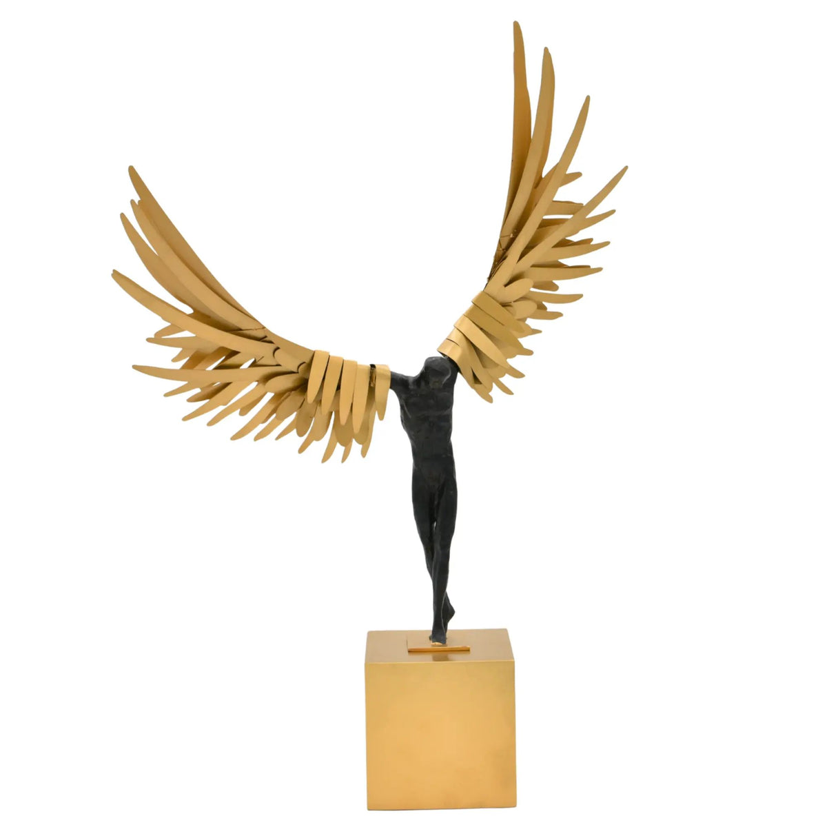 Dekoskulptur - mit Goldflügeln - Luxus Dekofigur Engel Deko-Skulptur Eterna Flügel