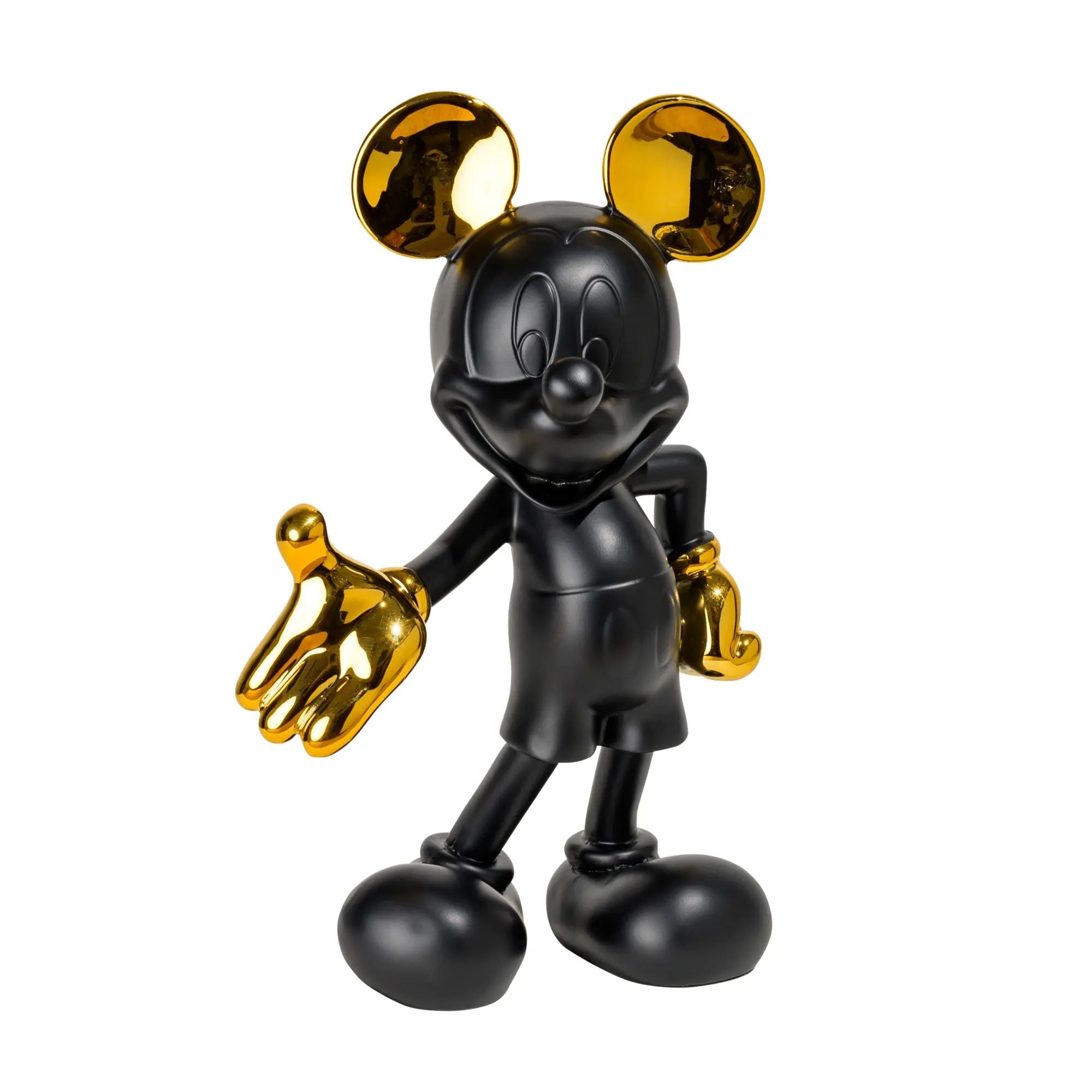 Zeichentrickfigur - Lachender Goldener Micky Maus Sammlerstück - wel.Mickey Mouse Schwarz-Stehend