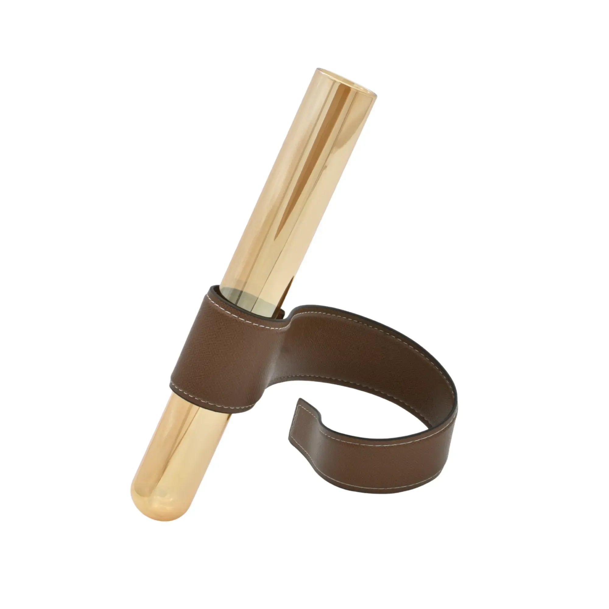 Vase - Reagenzglas Optik mit Leder - Blumengefäß Minimalistische Röhrenform Aurea Cintura Default Title