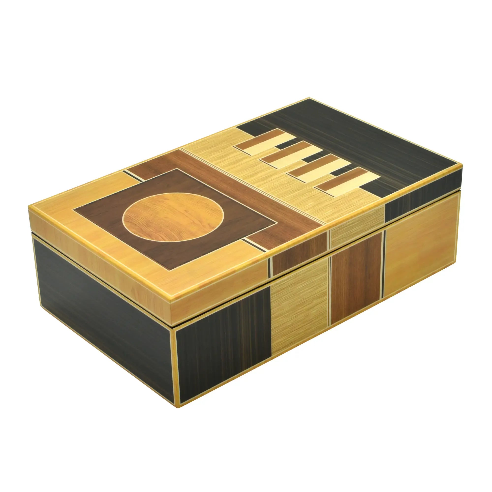 Schmuckbox - Edle Aufbewahrungsbox – Intarsien Klavierlack Schmuckdose – Art-Déco Wohnzimmerablage Aurea Nan