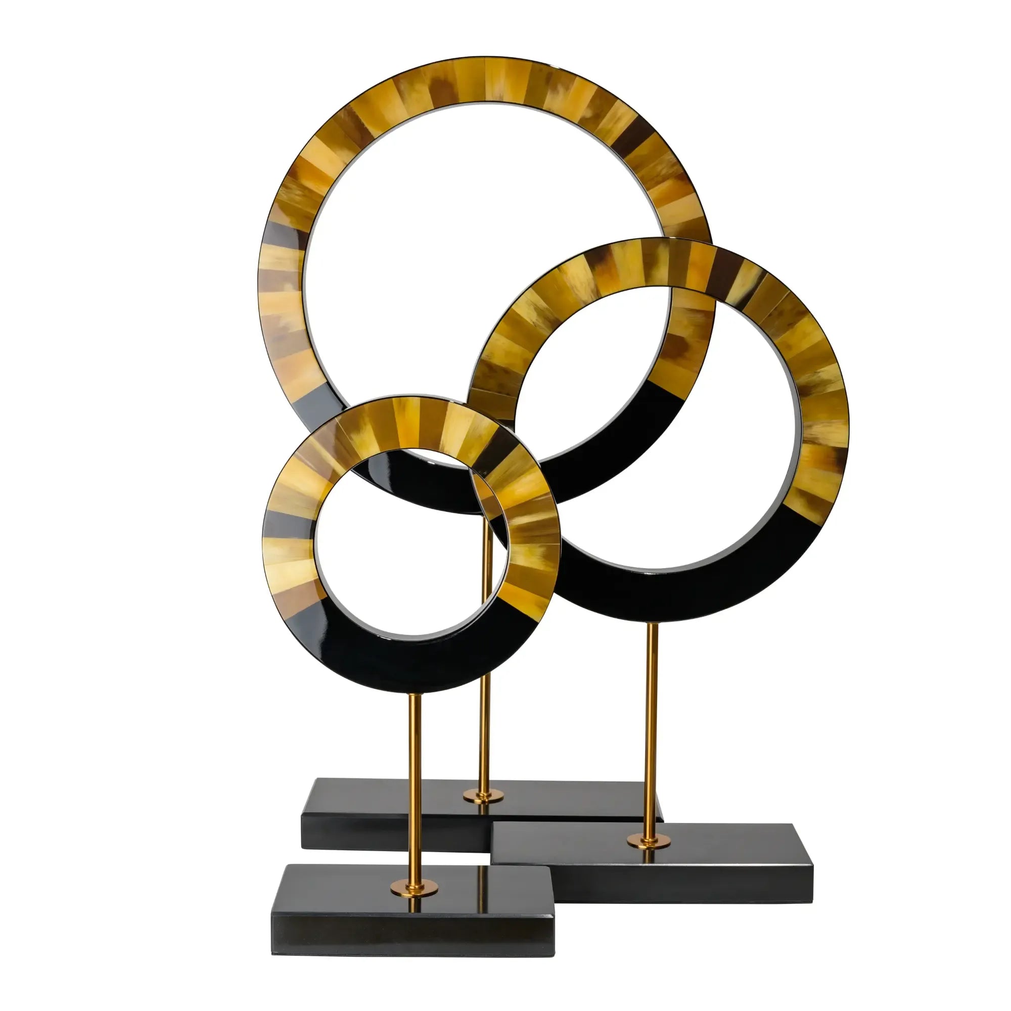 Dekoobjekt-Set - aus 3 Holzringen - Tisch und Regal Holzdekoration Designer Ringe Evidenza Gold