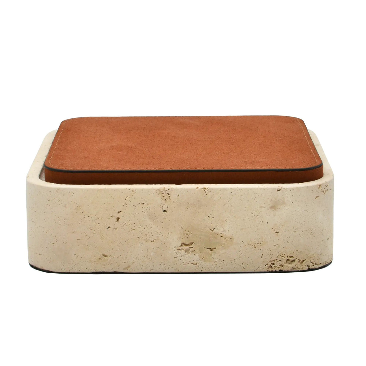 Aufbewahrungsbox - mit Lederdeckel - Quadratische Ablagedose Schmuckkästchen Linea Luxe Square