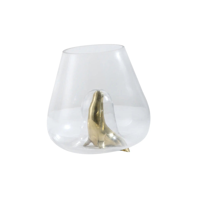Glasvase - für Dekoration - Glas Gefäss, Runde große Deko Vase Sea Lion