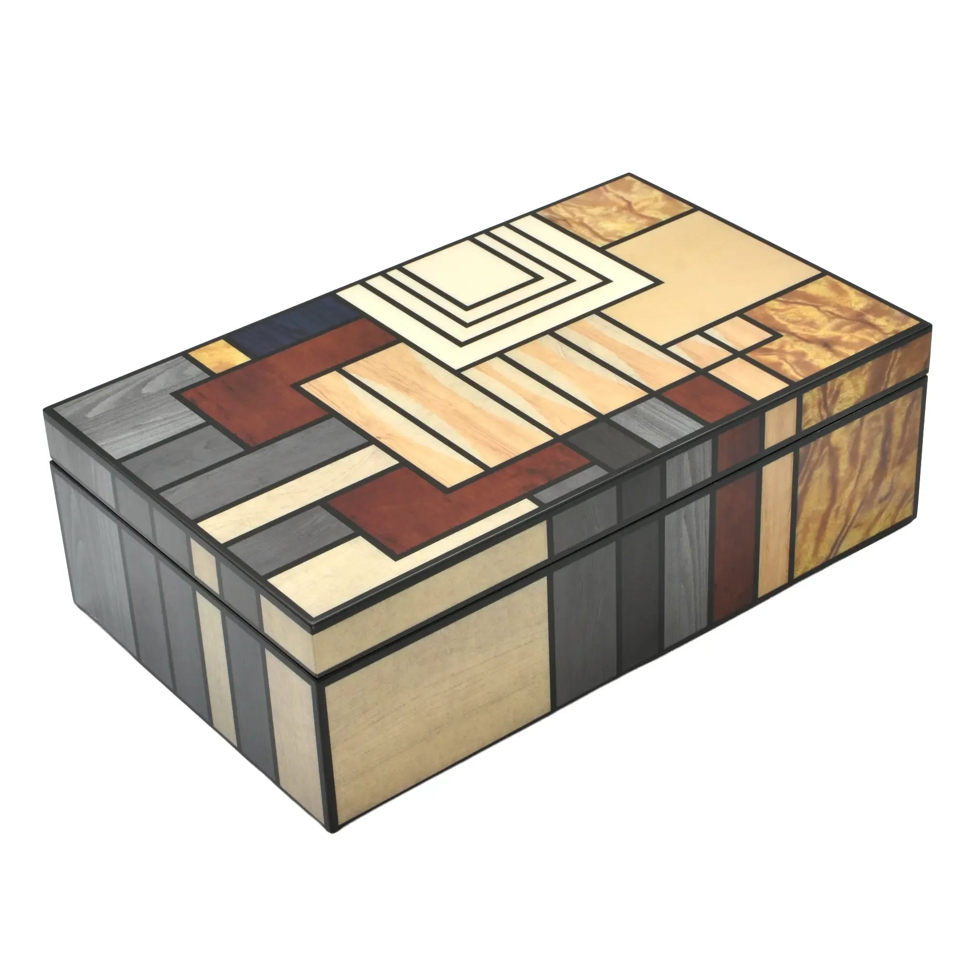 Schmuckbox - Edle Aufbewahrungsbox Intarsien – Art-Deco Schmuckdose – Coffee-Table-Box Mosa Nan