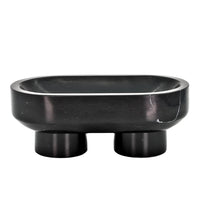 Marmorschale - oval mit Fuß - Massive Steinschale Design Deko-Schale Obsidian Tray