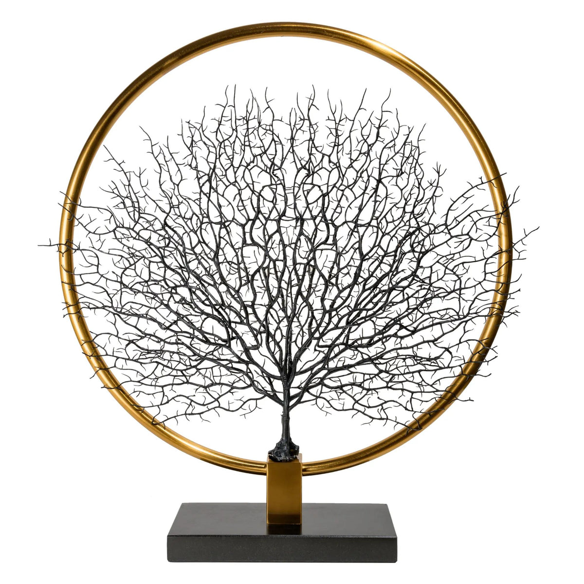 Dekoobjekt - Rund auf Marmorfuß - Edle Deko- Baumskulptur Goldring Zauberbaum