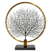 Dekoobjekt - Rund auf Marmorfuß - Edle Deko- Baumskulptur Goldring Zauberbaum