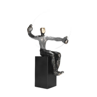 Dekofigur - sitzender Mensch - Sitzende Deko Menschfigur mit Glasscheibe Homme Éthéré