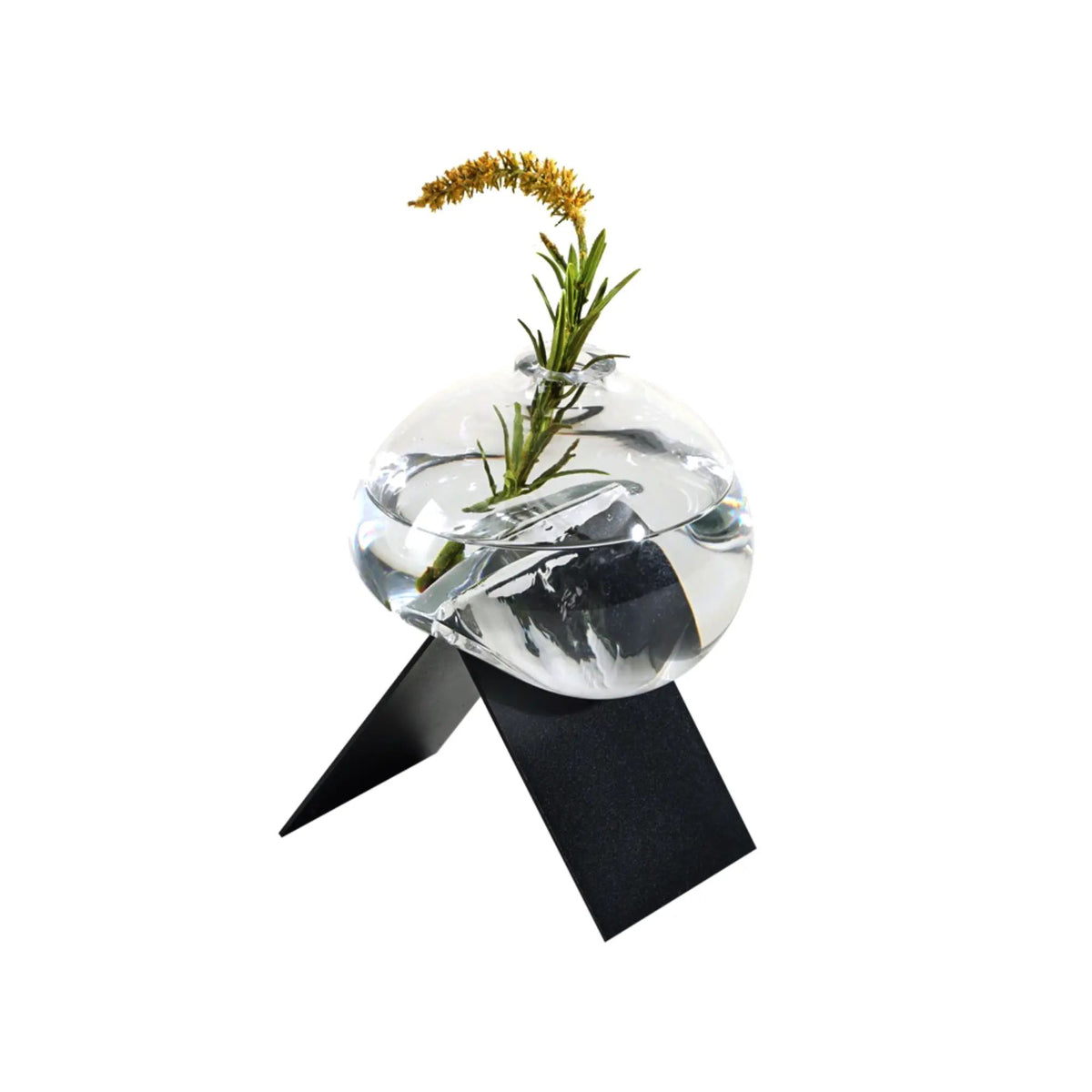 Dekorative-Vase - mit Metallgestell - Tischvase Glasvase für Deko oder Öle Odore