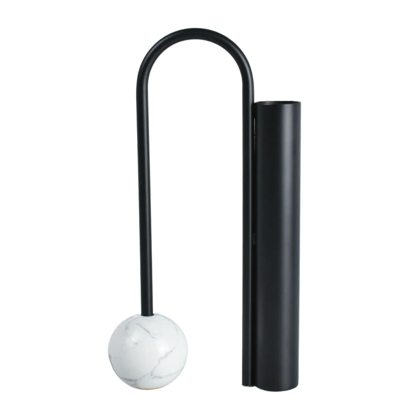Tischvase - mit Marmor Kugelfuß - Schöne Edelstahlvase Dekorative Standvase Orb Balance