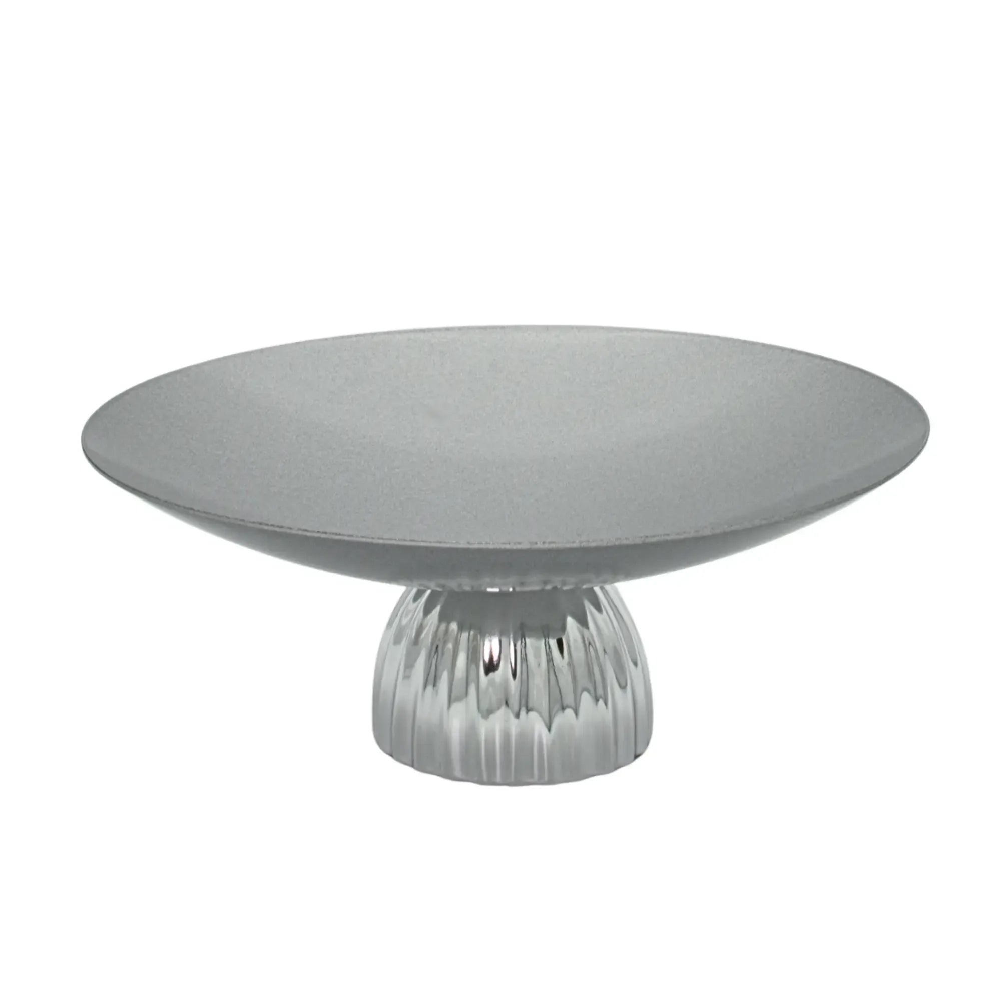 Runde-Schale - auf Relief Fuß - Edle Runde Obstschale Metallschale Kaktus