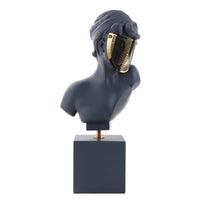 Dekobüste - Griechische Skulptur Damenbüste – graue Kunstharz-Figur mit goldener Blende – Art-Déco Deko-Objekt Aurata