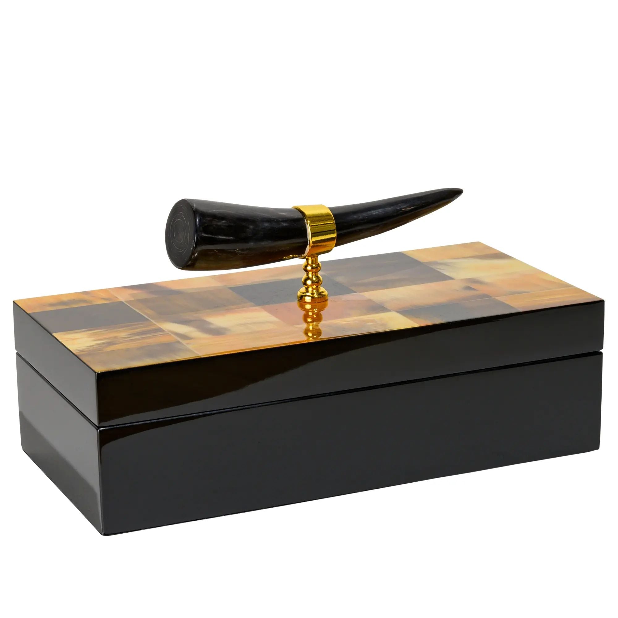 Holzschatulle - rechteckig mit Deckel - Design Aufbewahrungsbox Horn-Deko Schmuckkasten Evidenza Default Title