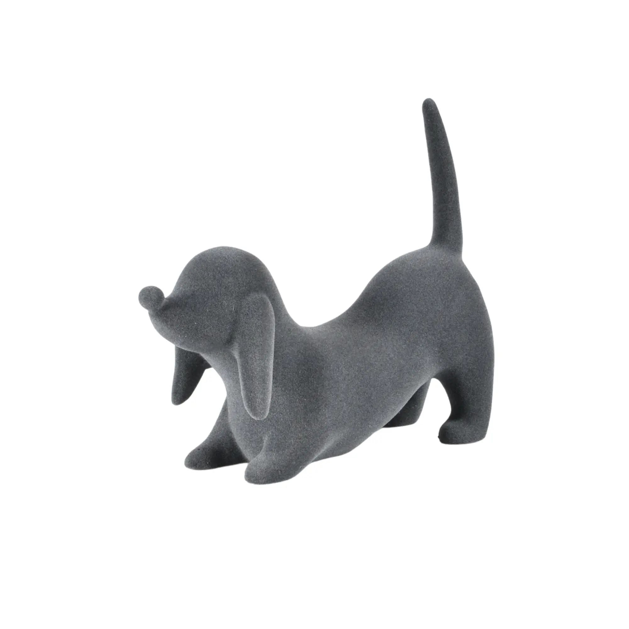 Tierfigur - Skulptur Samtige Hundefigur Canis Velours Élégance Grey