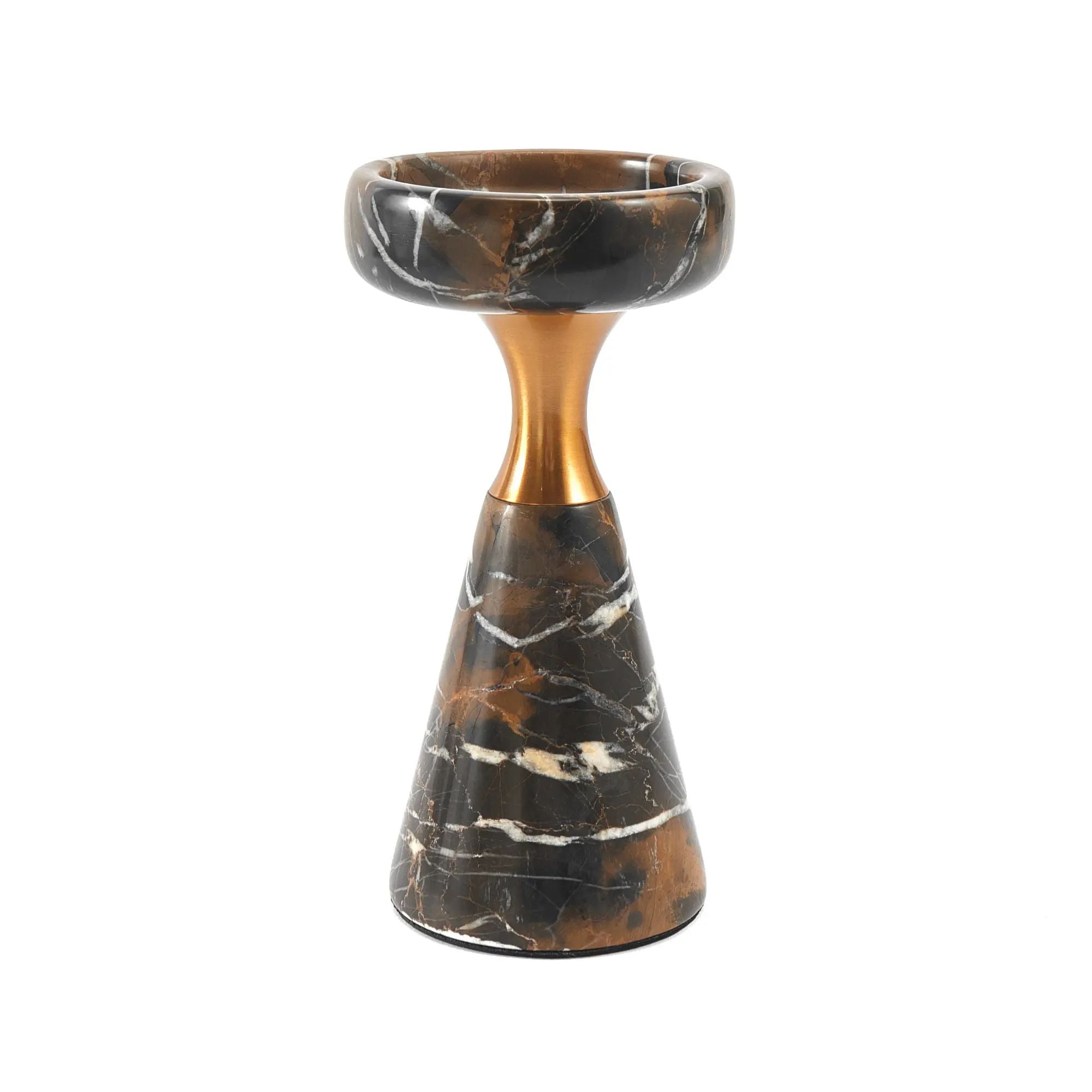 Kerzenständer - für Blockkerzen - Design Marmor-Kerzenhalter mit Goldakzent Aurora Marble Groß