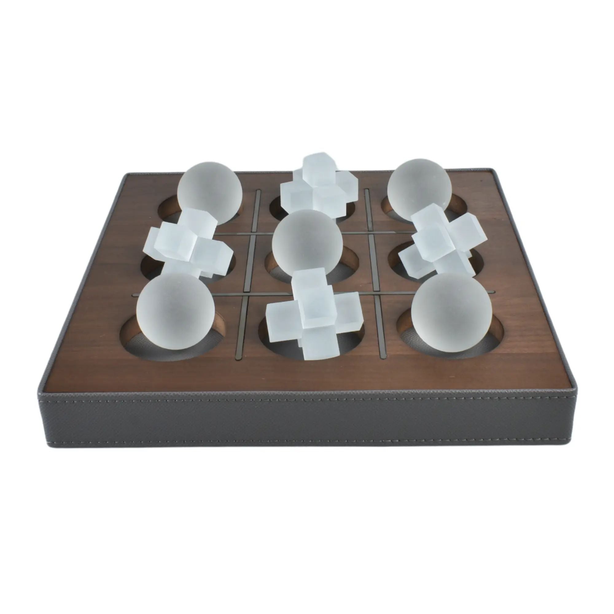 Tischspiel - Tic-Tac-Toe-Spiel - Glasfiguren Drei-Gewinnt-Set Brettspiel Aurora Luxe Default Title