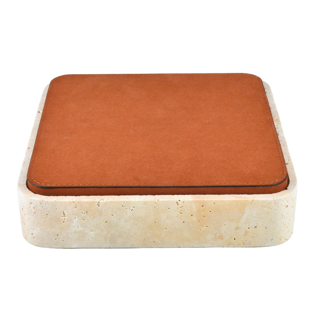 Aufbewahrungsbox - mit Lederdeckel - Quadratische Ablagedose Schmuckkästchen Linea Luxe Square