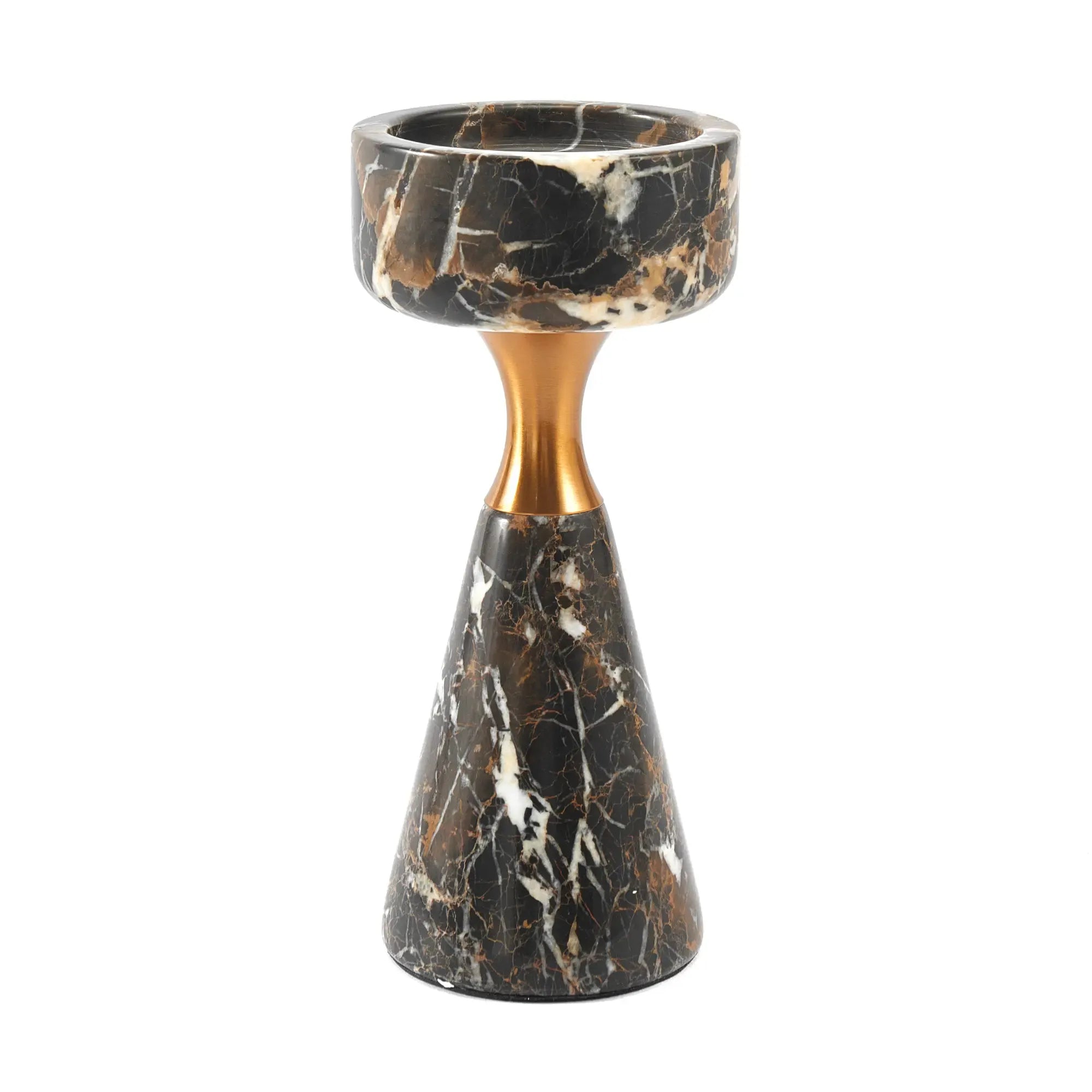 Kerzenständer - für Blockkerzen - Design Marmor-Kerzenhalter mit Goldakzent Aurora Marble