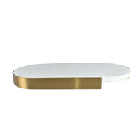 Marmortablett - oval mit Goldkante - Luxus Serviertablett Dekorationsplatte Plateau Élégance
