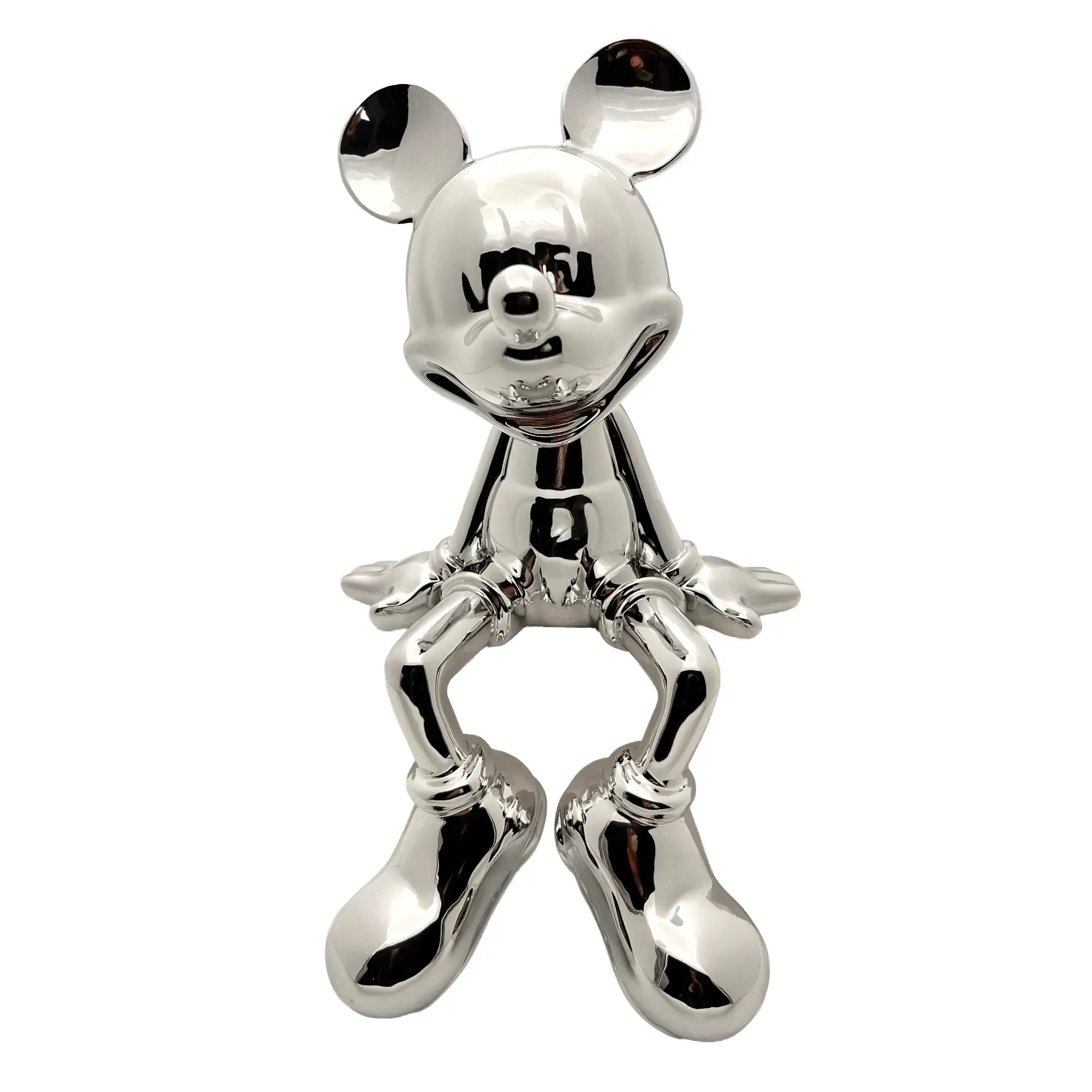 Zeichentrickfigur - Silbener glänzender Micky Maus Sammlerstück - wel.Mickey Mouse Sitzend