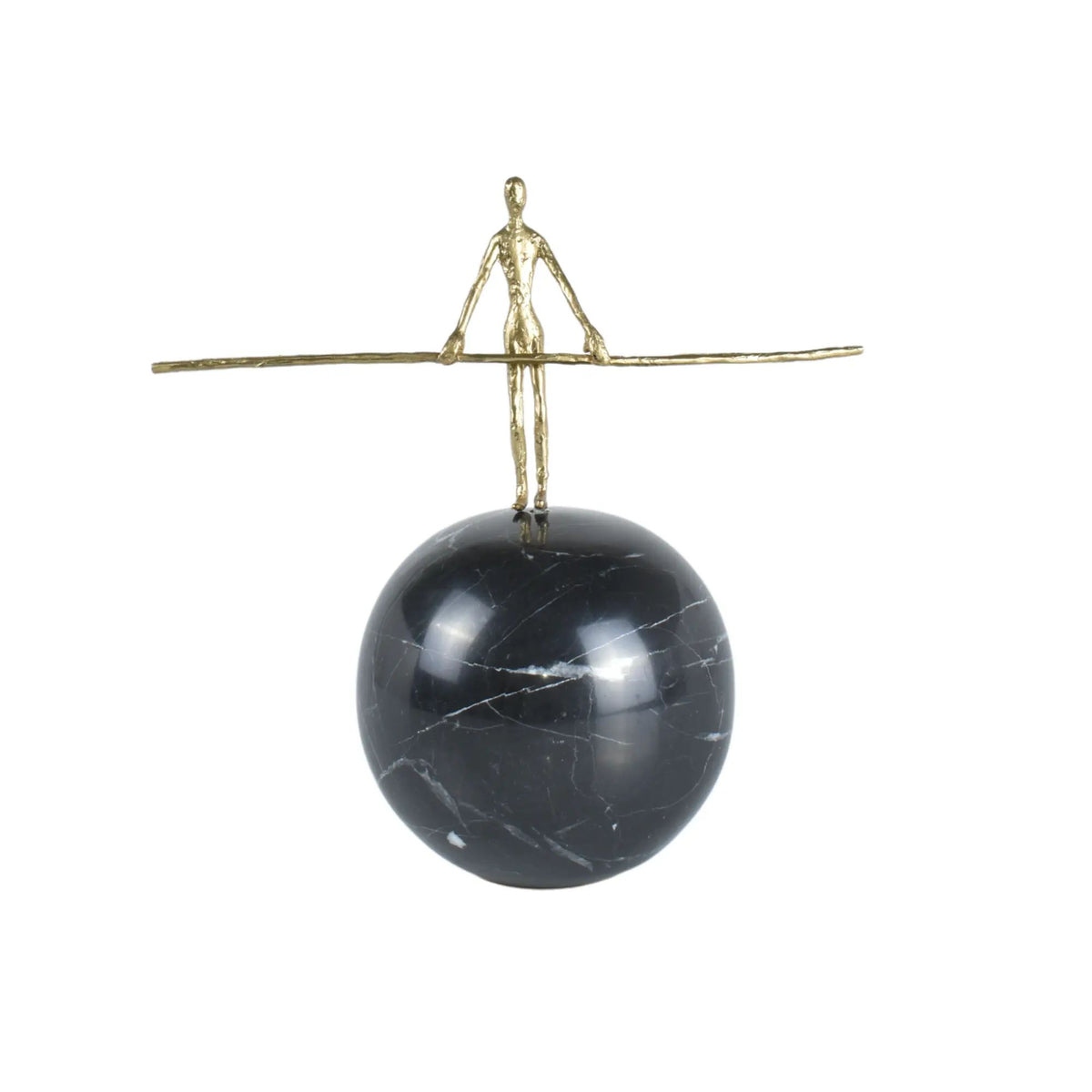 Dekofigur - Gold auf Marmorkugel - Seiltänzer Skulptur Deko-Objekt Seilgänger